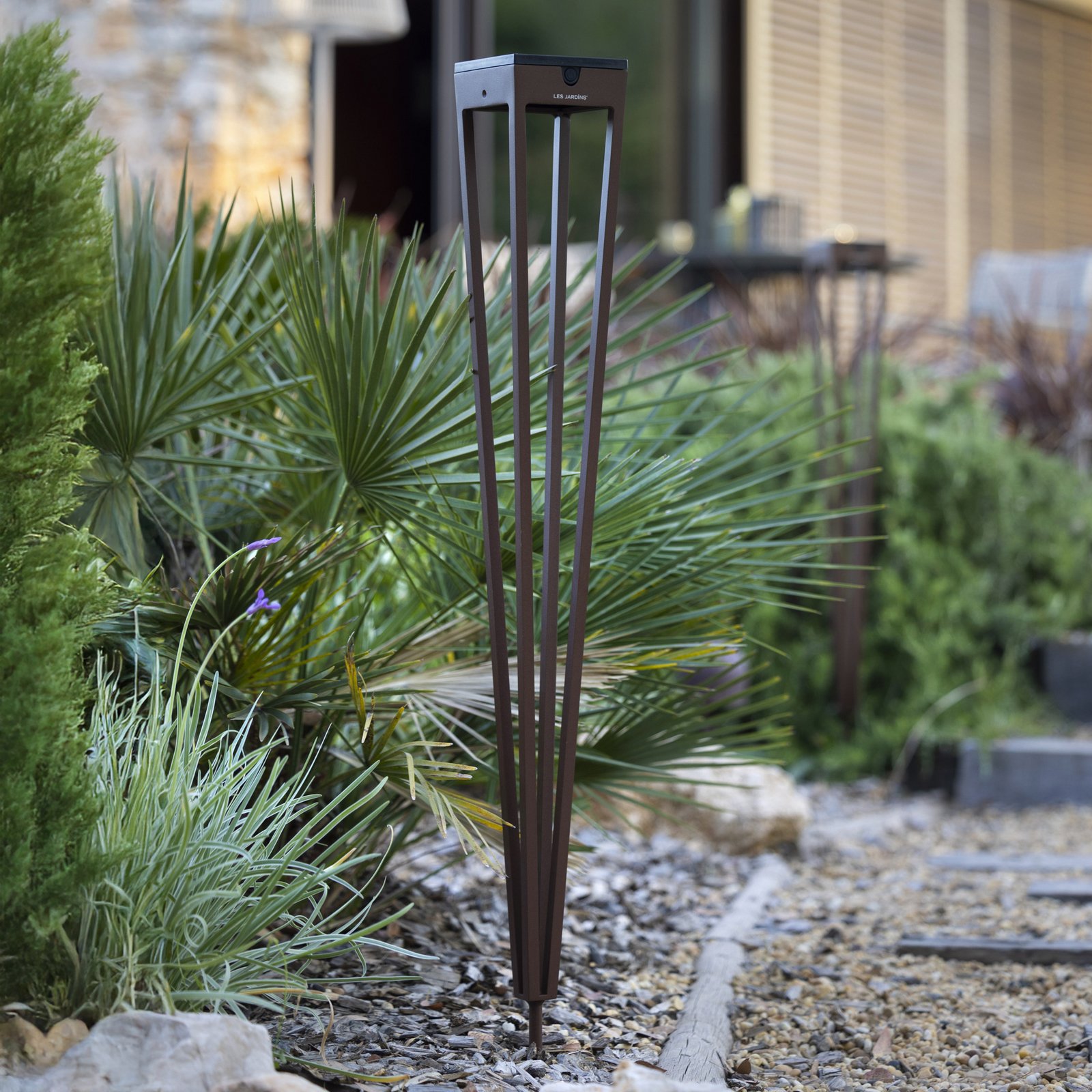 Les Jardins LED zaklamp op zonne-energie Tinka, corten, 90 cm, grondpin