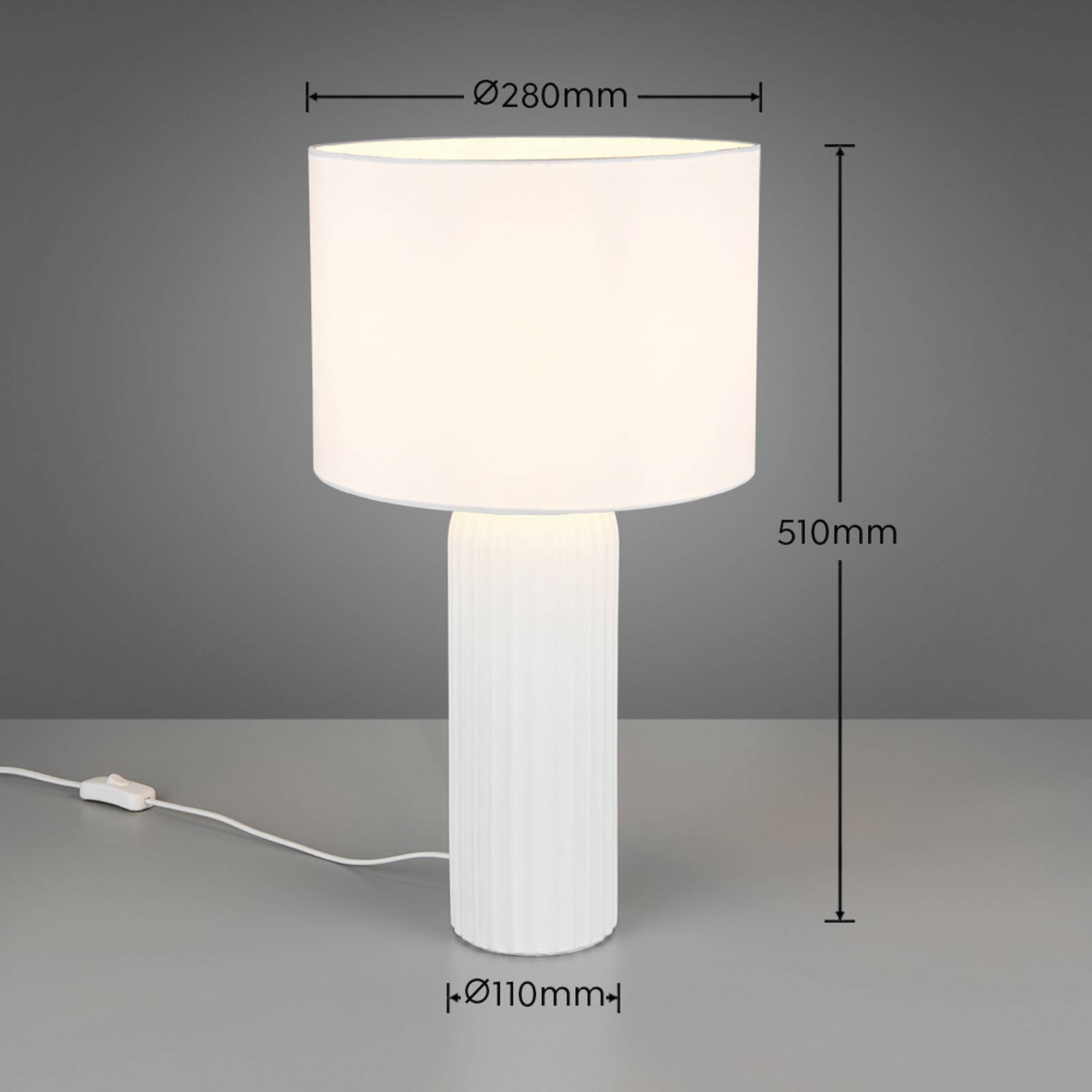 Tischleuchte Blair, weiß, Höhe 51 cm, E27, Keramik günstig online kaufen