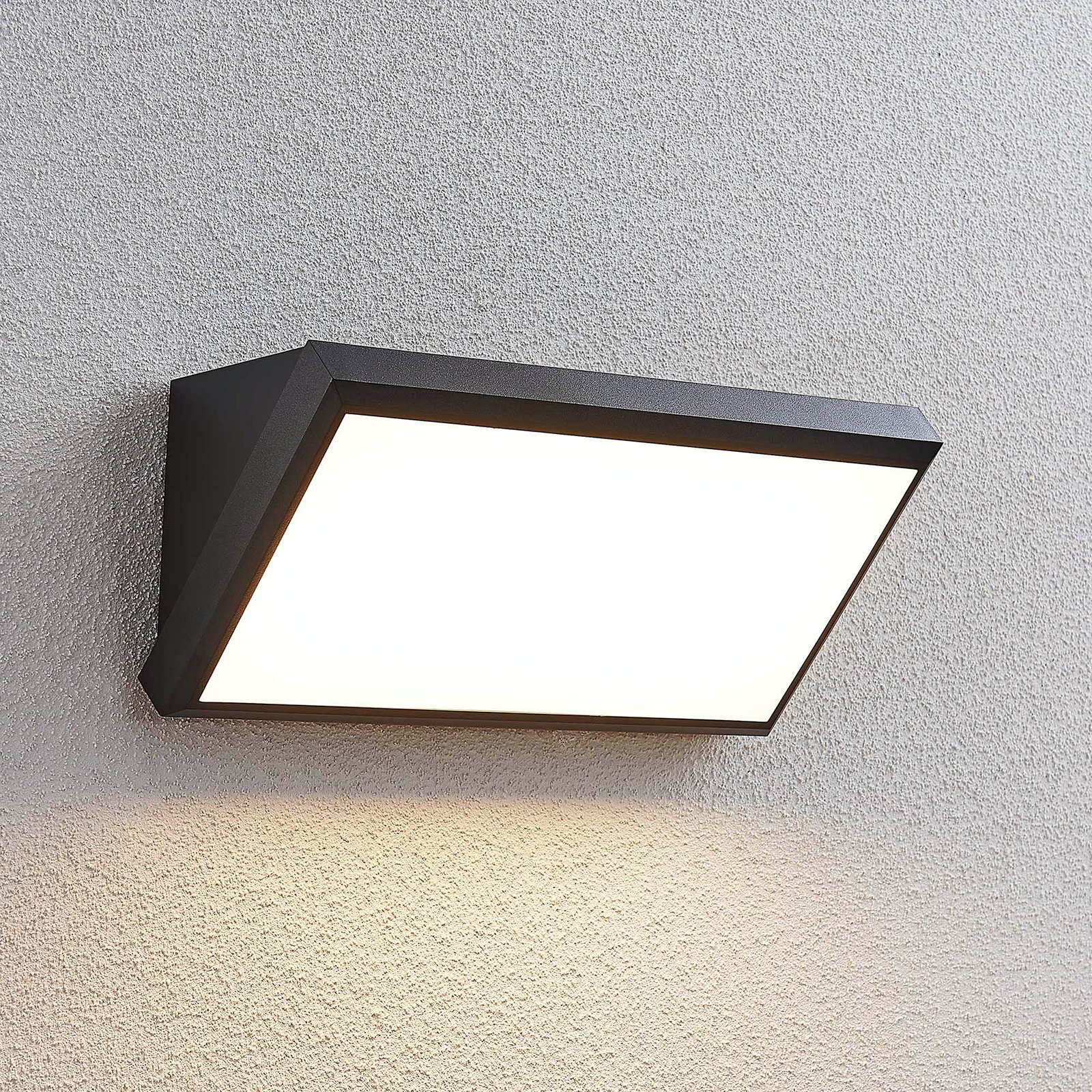 Lindby LED buitenwandlamp Abby, IP65, donkergrijs