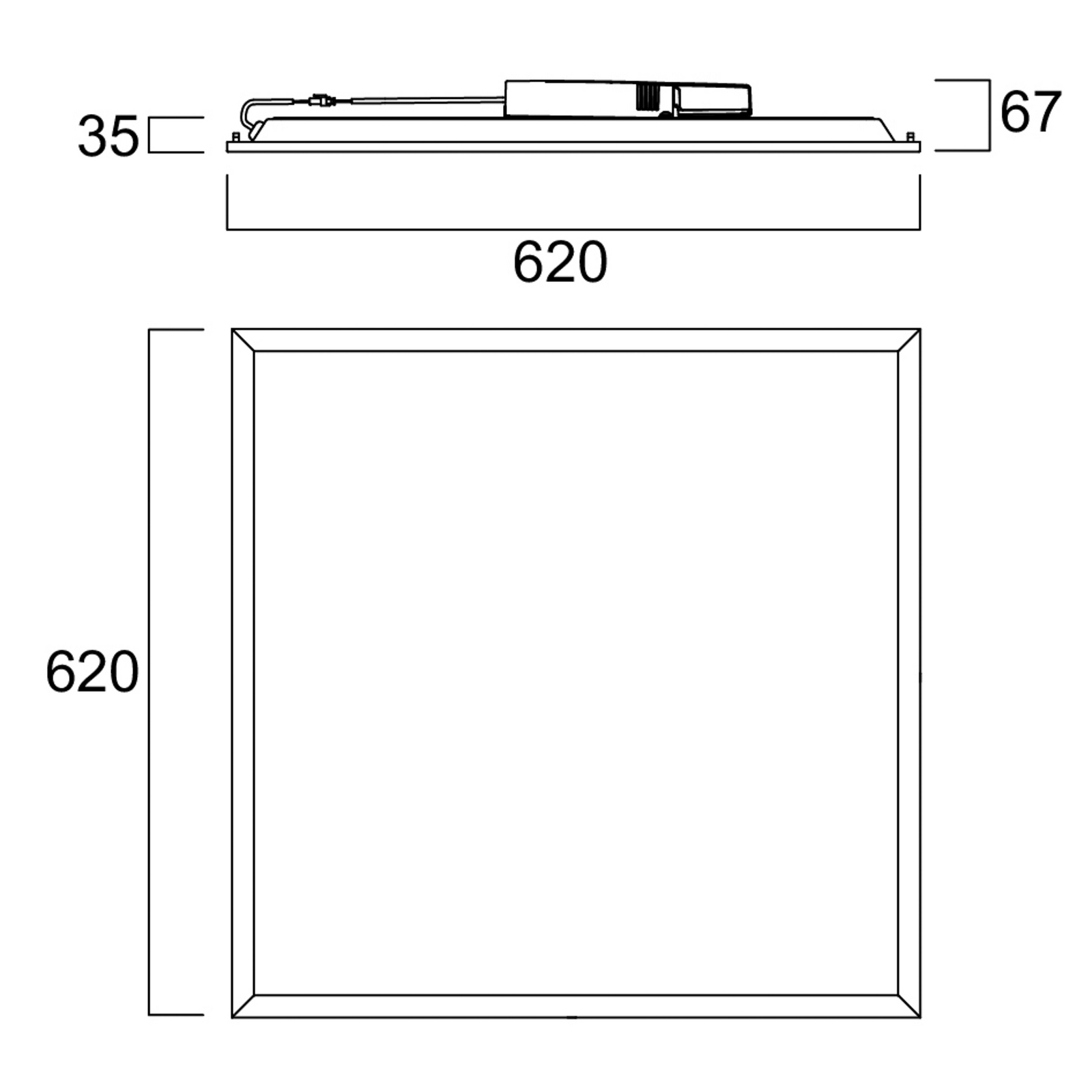 LED-inbouwpaneel QUANTUM wit 62x62 cm aan/uit 26 W UGR19 IP54