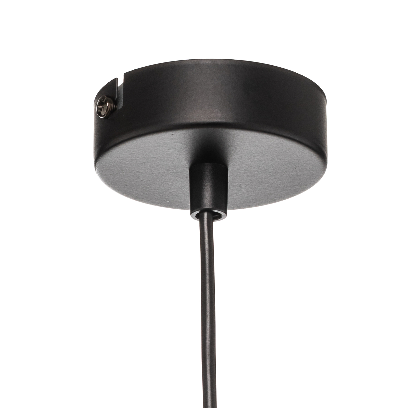 Esma pendant light, black, wood detail, 1-bulb