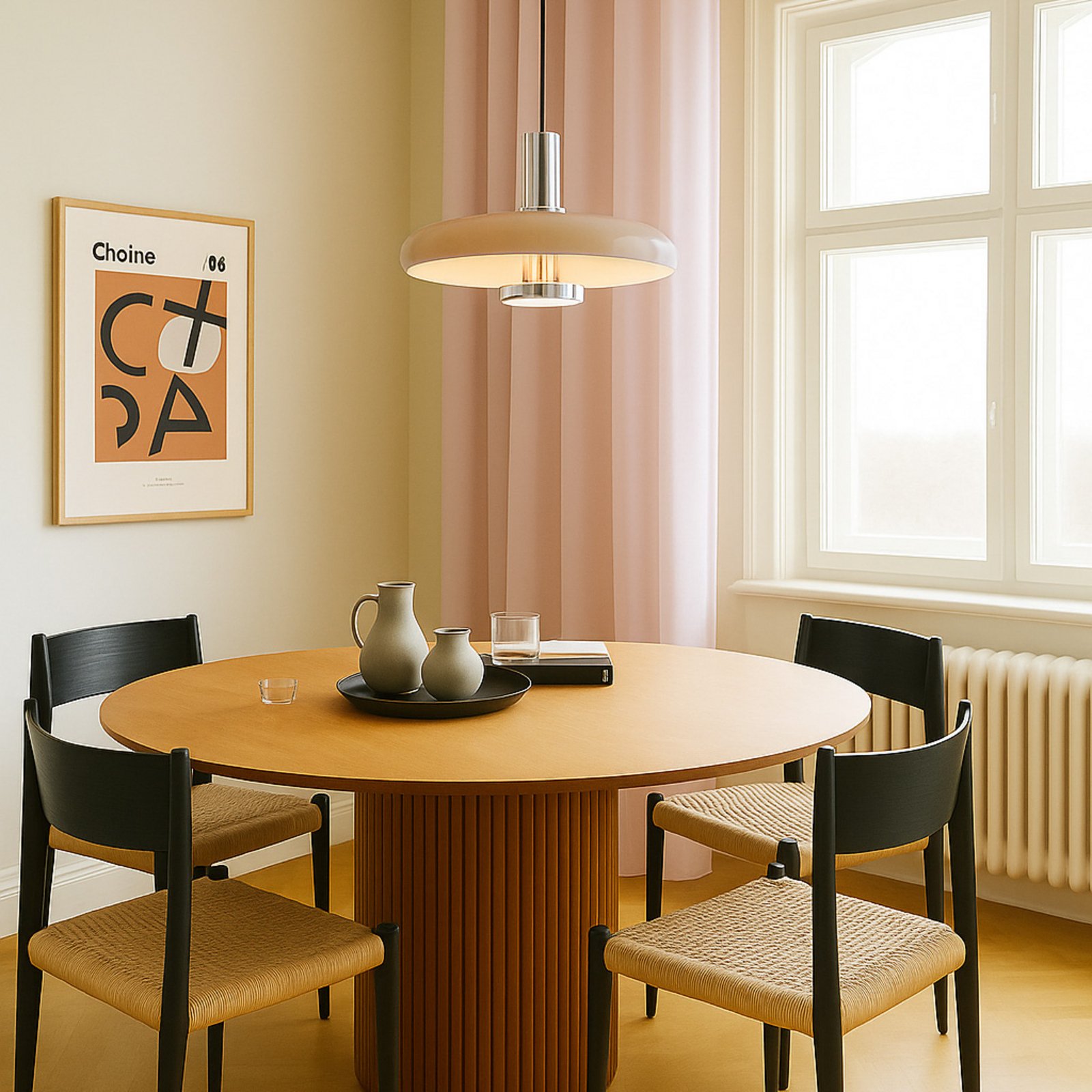 Lindby Pendelleuchte Branford, Retro, Ø 35 cm, beige, Metall