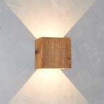 LeuchtNatur Candeeiro de parede exterior Cubus LED, madeira recuperada