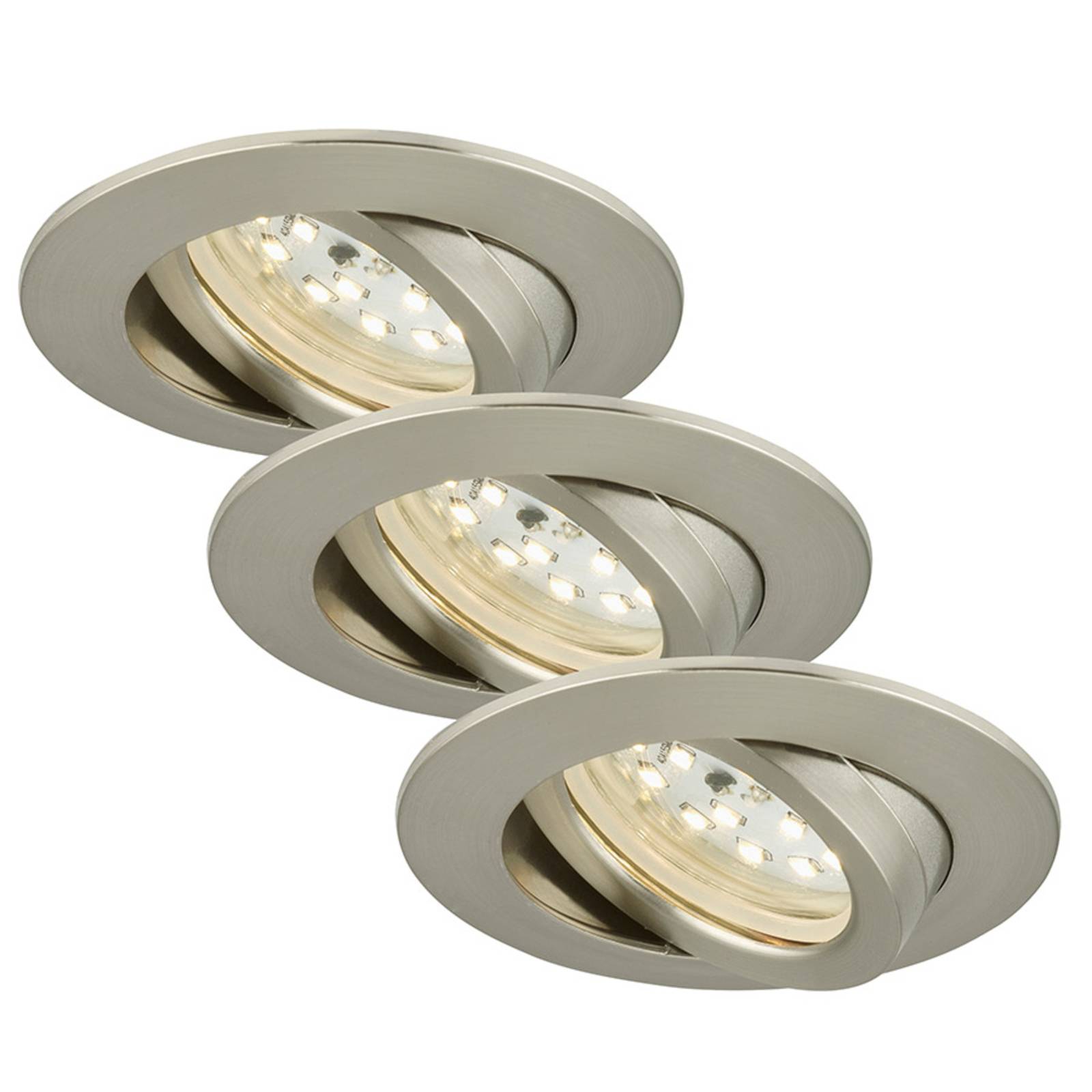 3er Set schwenkbare LED-Einbauleuchte Bert, nickel