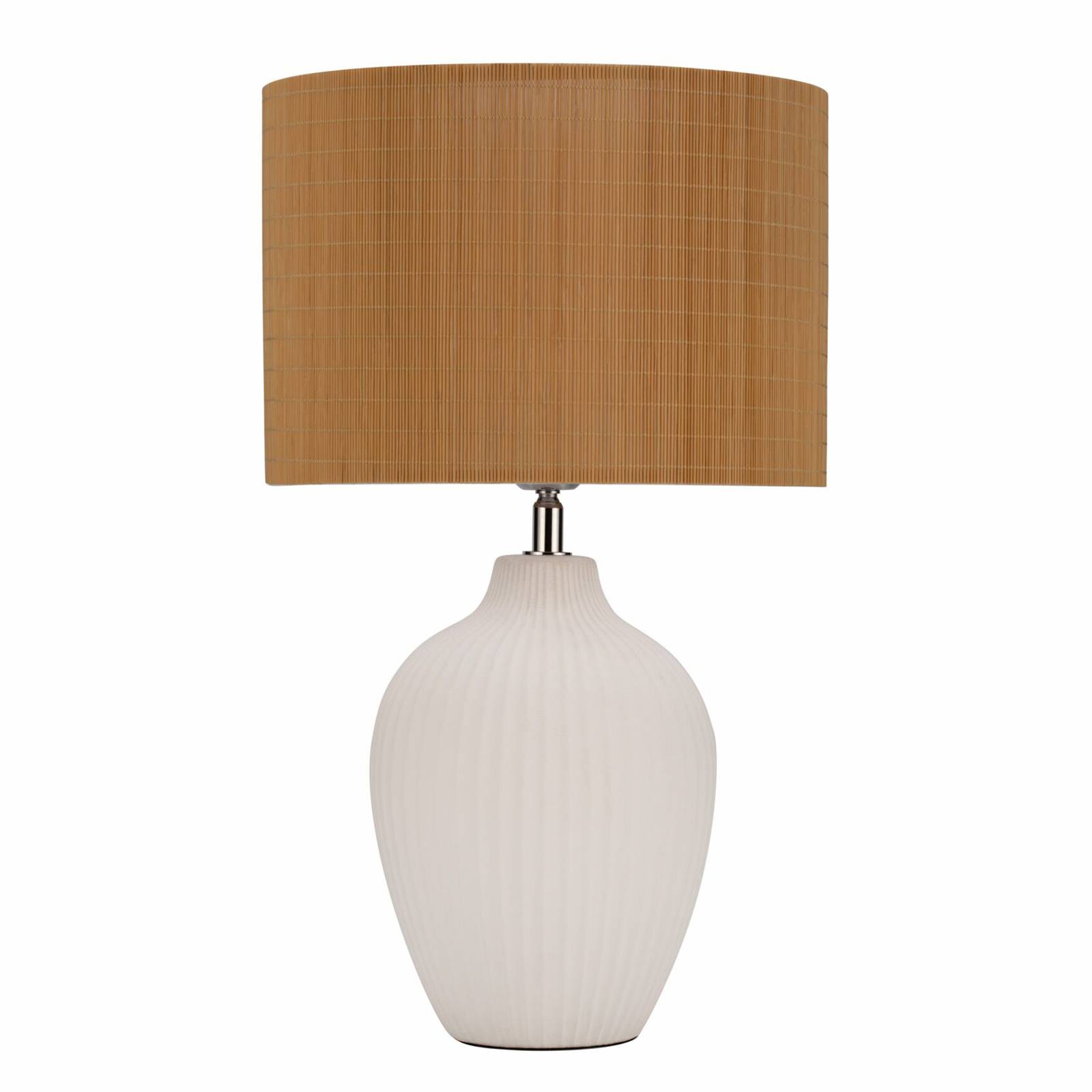 Pauleen Timber Glow table lamp, bamboo lampshade, for Living / Dining Room, bamboo, ceramics, E27, 20 W, H: 49 cm
