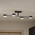 Clavellina LED ceiling light, black, 4-bulb