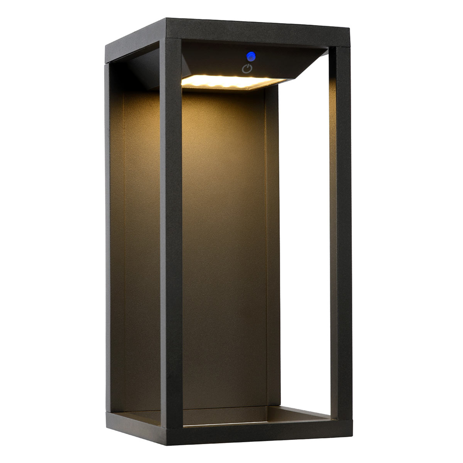 Lucide Tenso solar outdoor wall light with a sensor, aluminium, 2.2 W, energy efficiency: A+, W: 15.4 cm, H: 29 cm