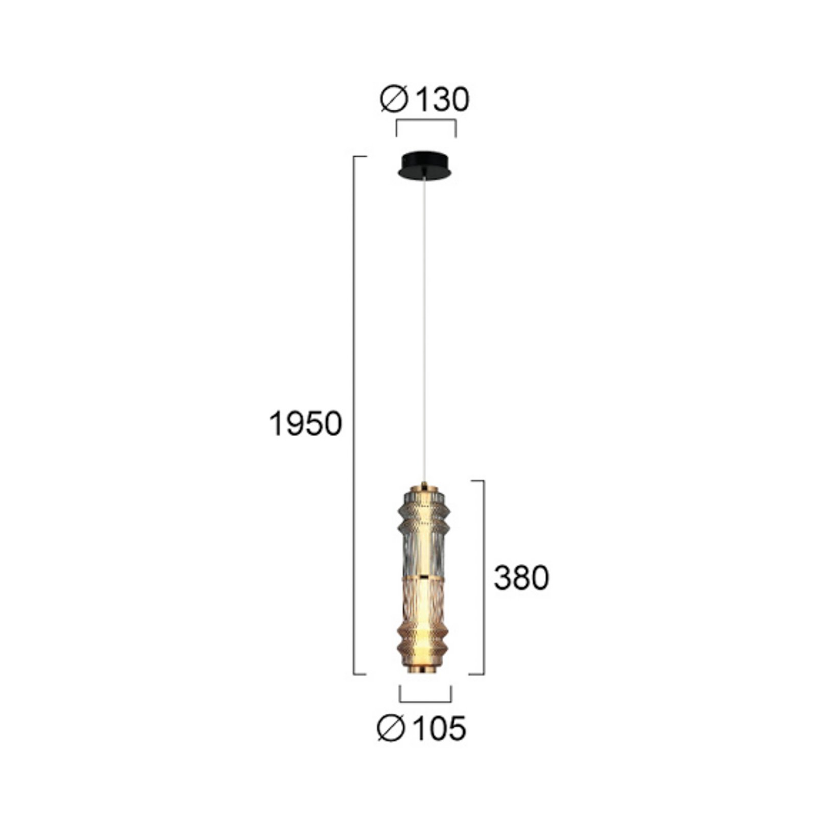 LED-Hängelampe Dereck, rauchgrau/amberfarben, Ø 10 cm, Glas LED-Hängelampe Dereck, rauchgrau/amberfarben, Ø 10 cm, Glas