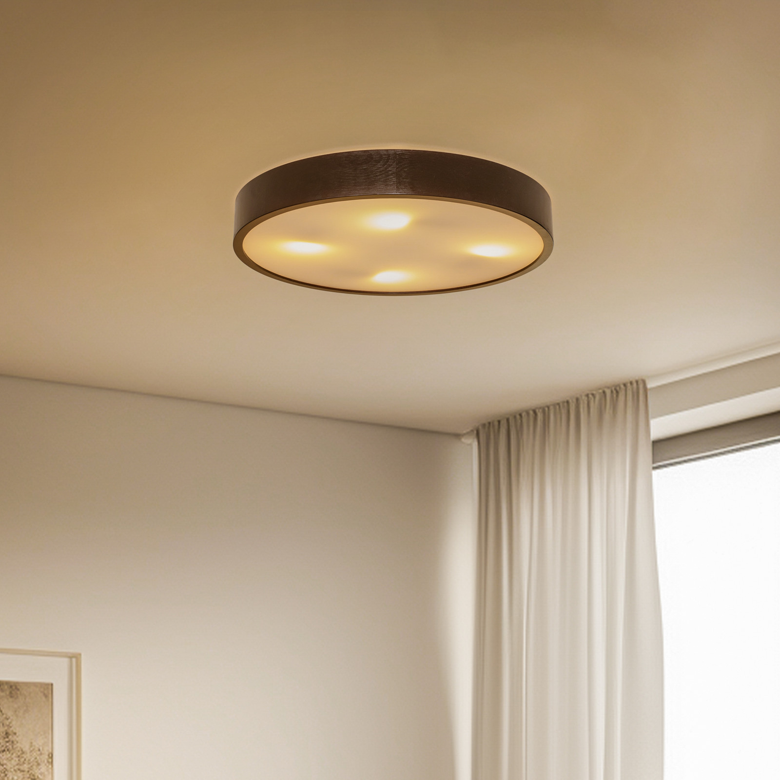 Envostar Kerio plafonieră Ø 575 cm wenge - Camera de zi / sufragerie - wenge alb - Lemn