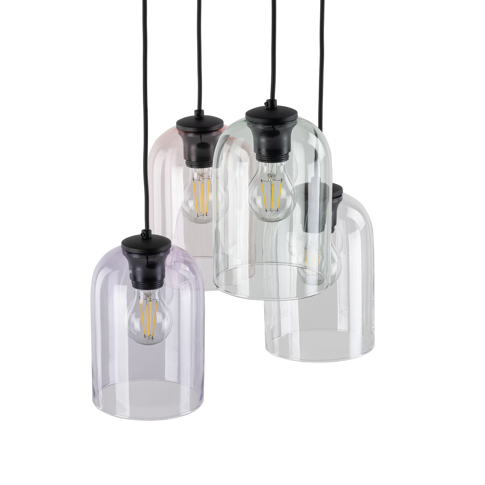 Viseća lampa Molly, Ø 38 cm, višebojna, metal, staklo, 4 žarulje.
