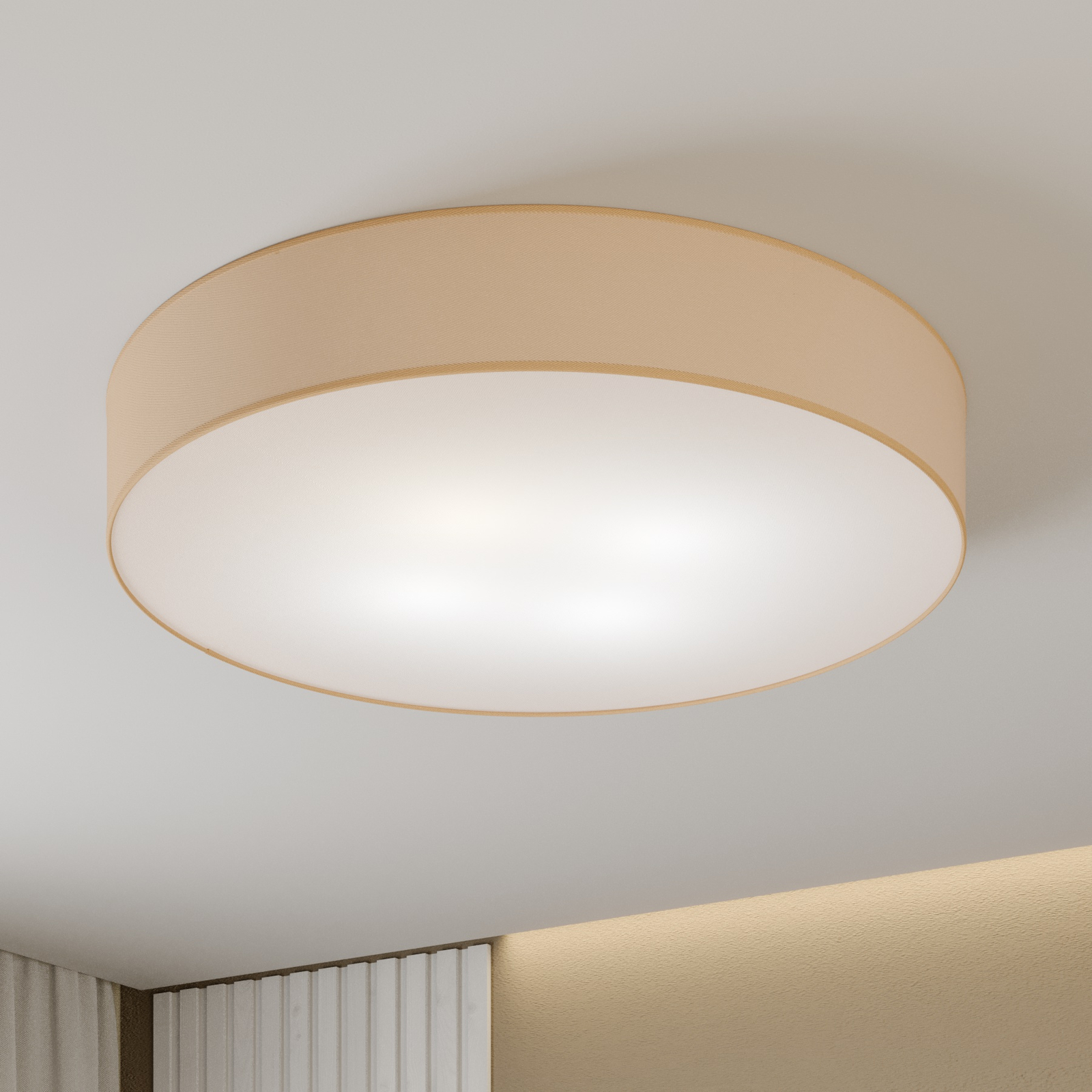 Deckenleuchte Rondo aus Textil, beige