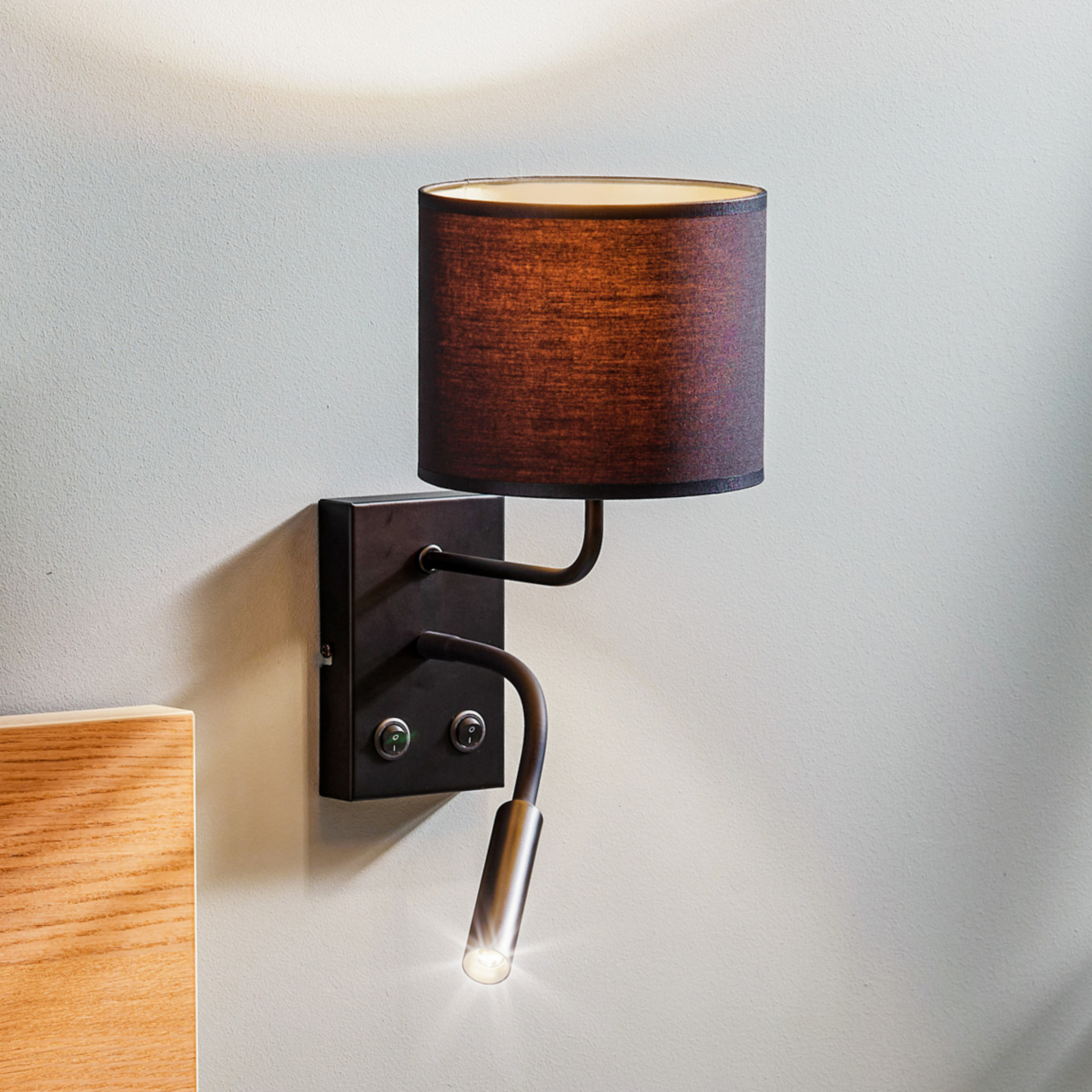 Applique murale Soho cylindrique lampe de lecture noir/or