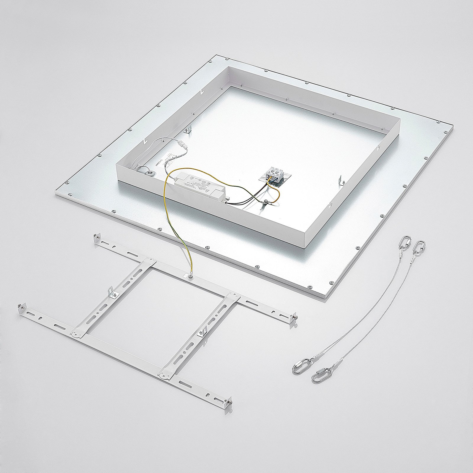 Prios LED panel Gelora, angular, 4,000 K, silver, aluminium