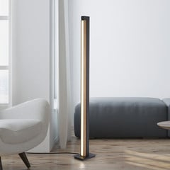 LED stojací lampa PURE Lines, černá, dřevo, dálkové ovládání, 140 cm