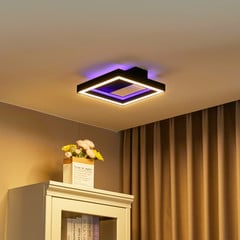 Lucande Smart LED plafón Tjado, 30 cm, negro, RGBW