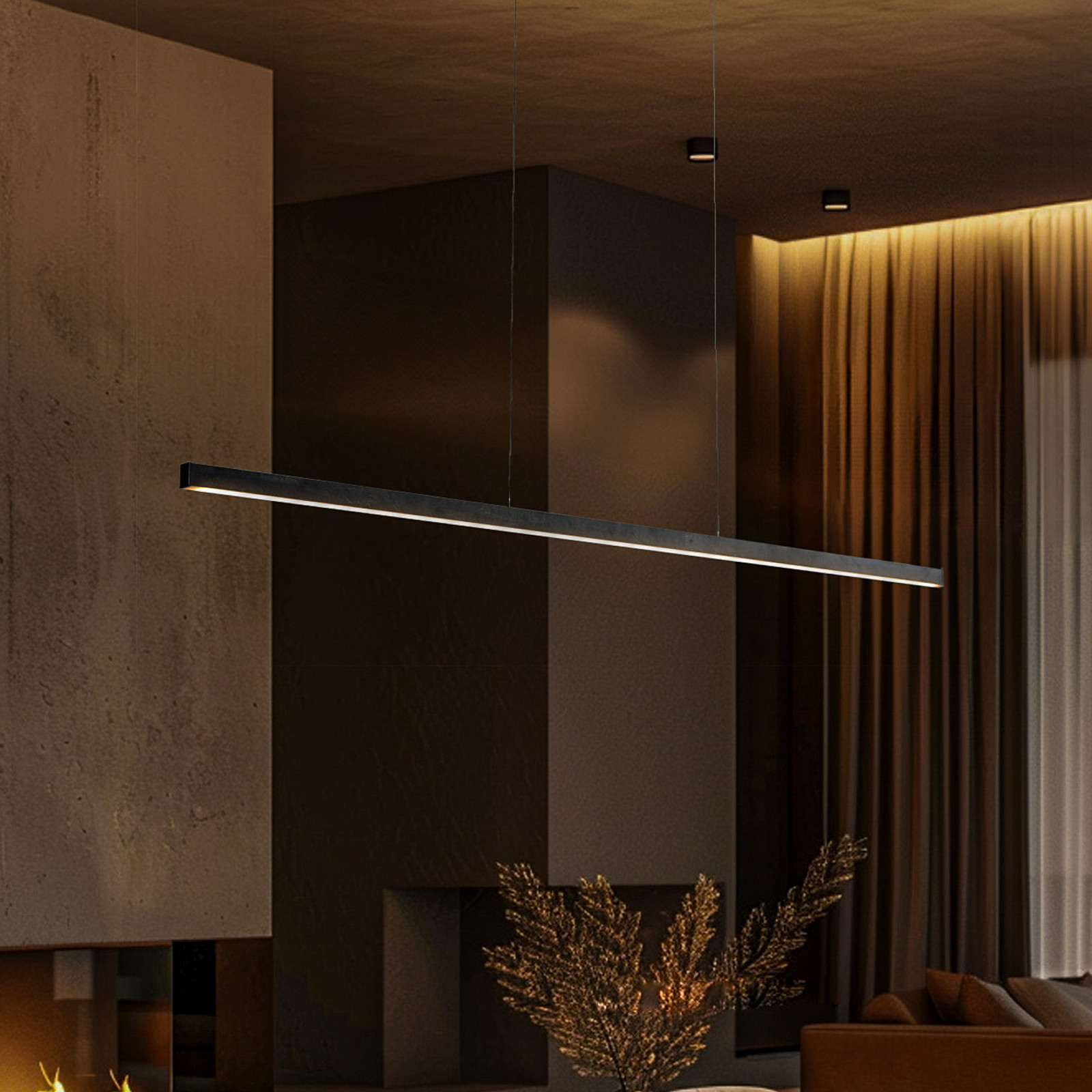 Quitani Zino LED suspendat cu lumină gri ardezie 144 cm - Bucătărie - modern - gri ardezie negru mat - Aluminiu