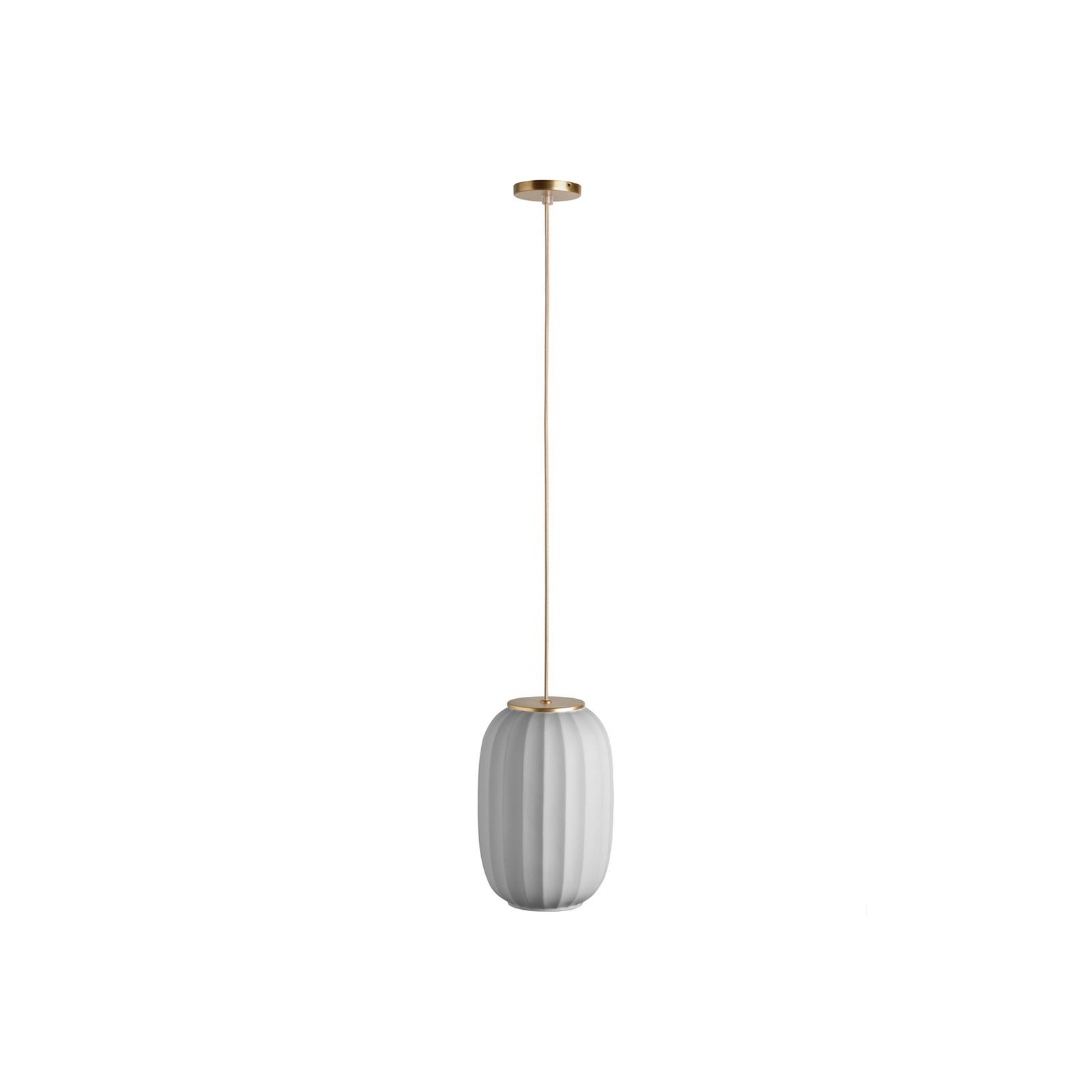 Mei pendant light, vertical oval lampshade, gold
