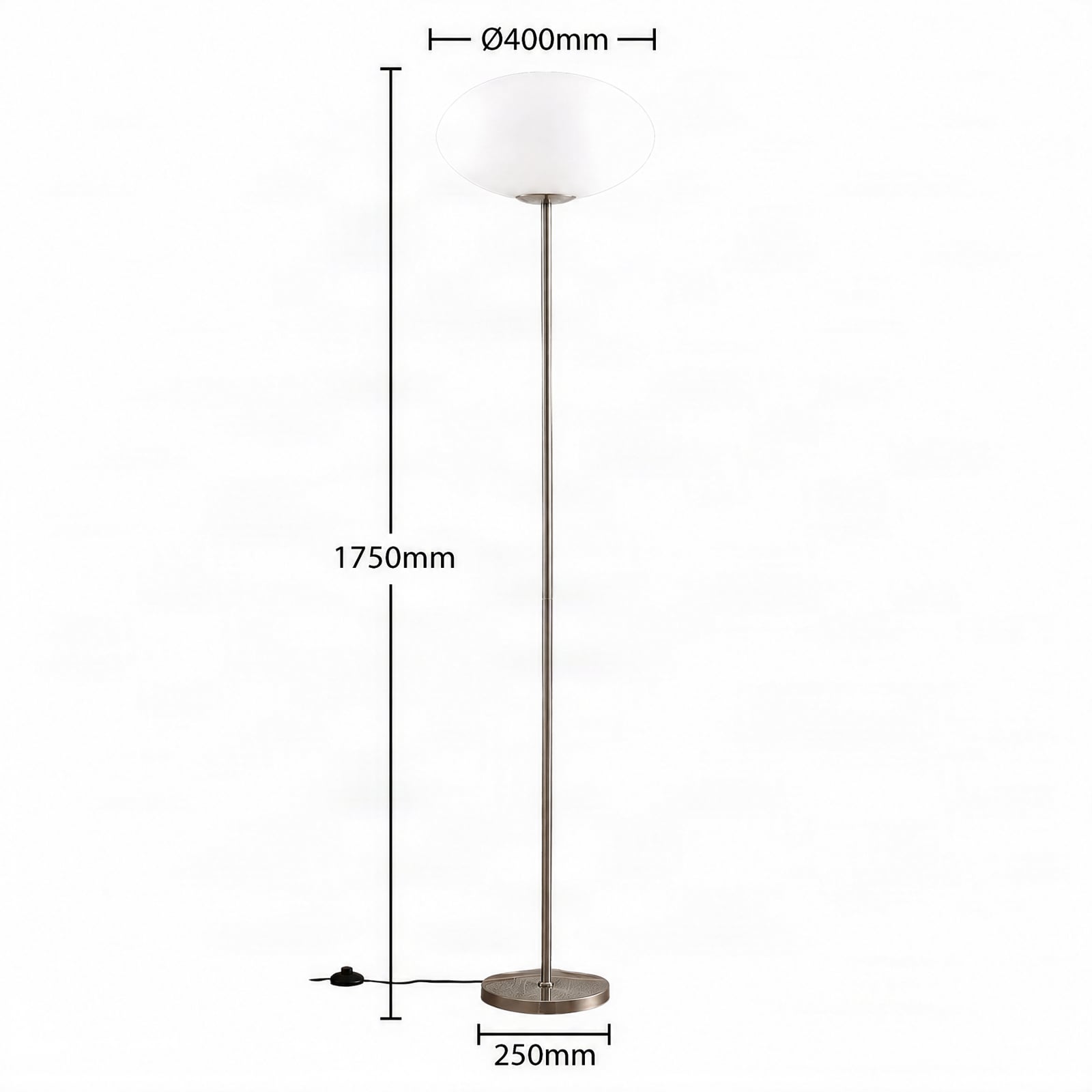 Lindby lampadaire Sonika, 175 cm, nickel, verre, E27