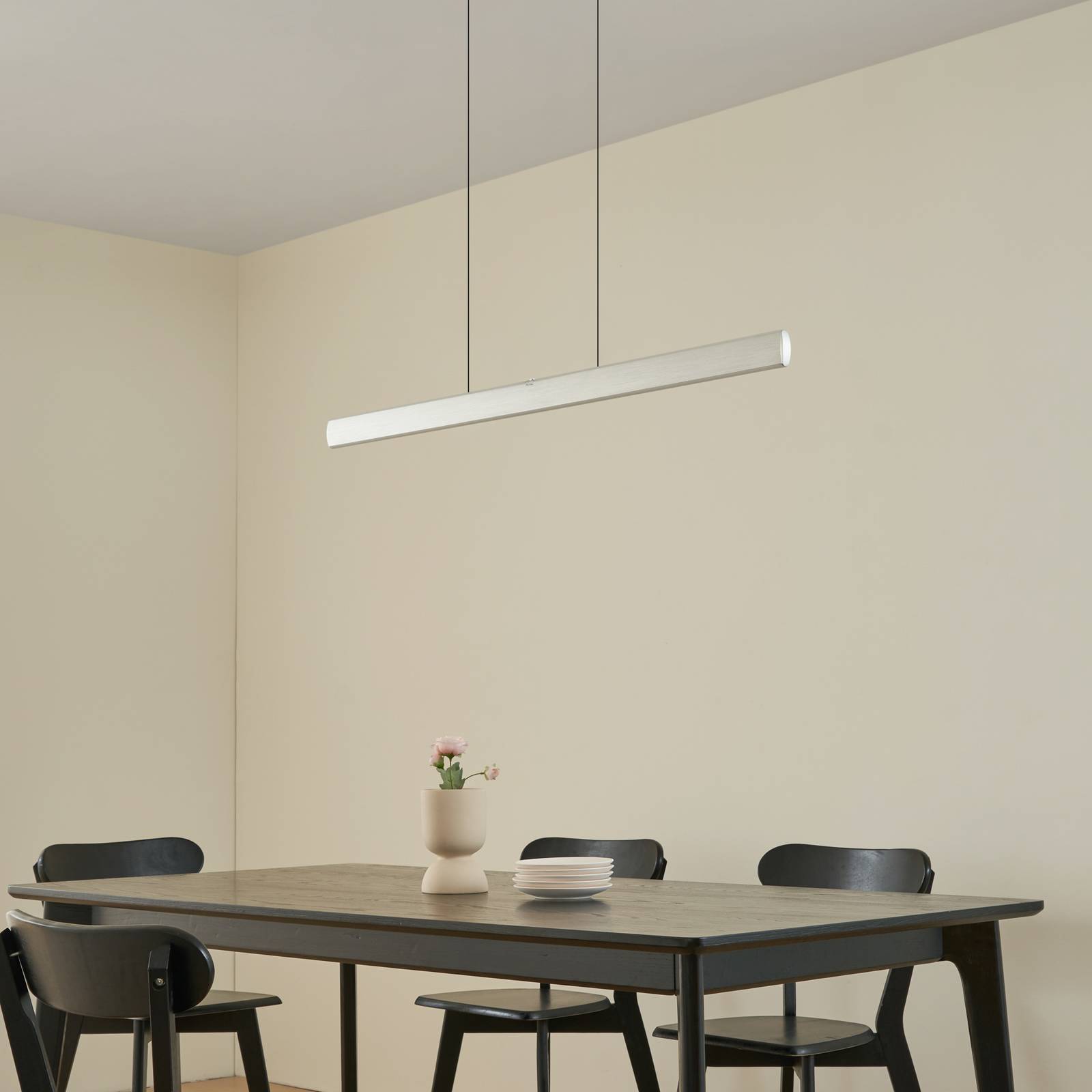 Żyrandol LED Lucande Arvon, kolor aluminium, 116 cm, sączeniowy, CCT