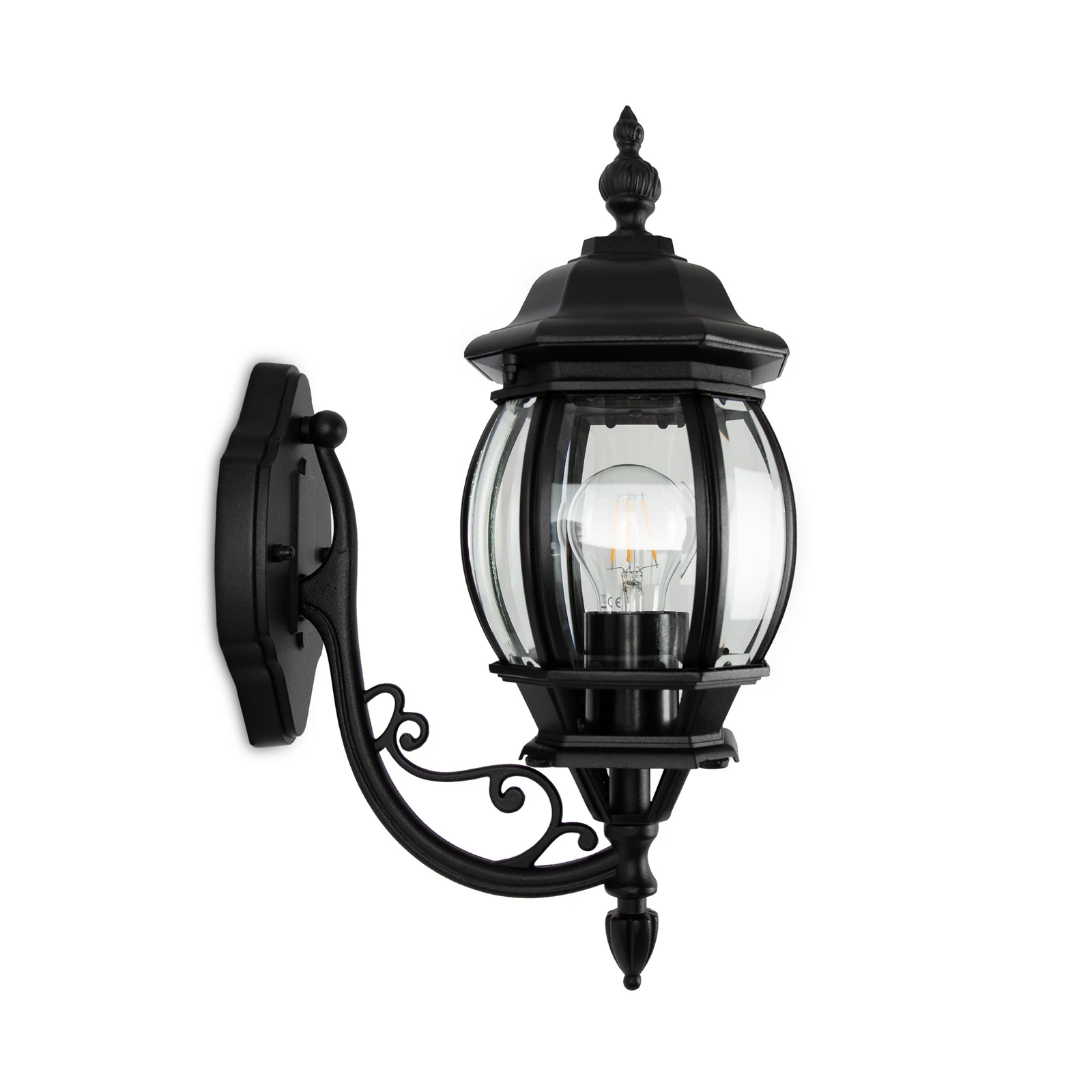 Utendørs vegglampe Andrew krystallglass stående svart