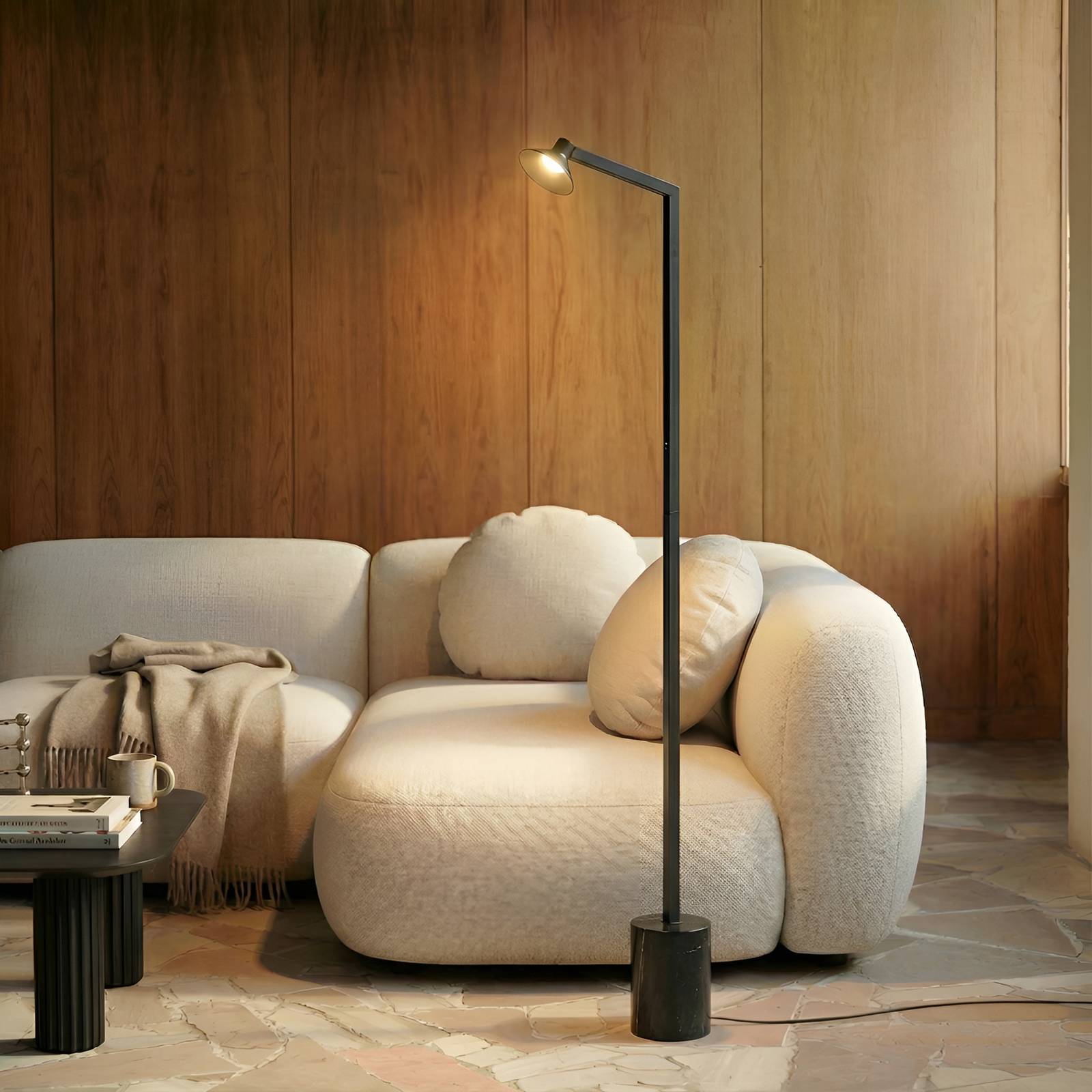 Lampadaire LED Lucande Steve, noir, 130 cm, à intensité variable