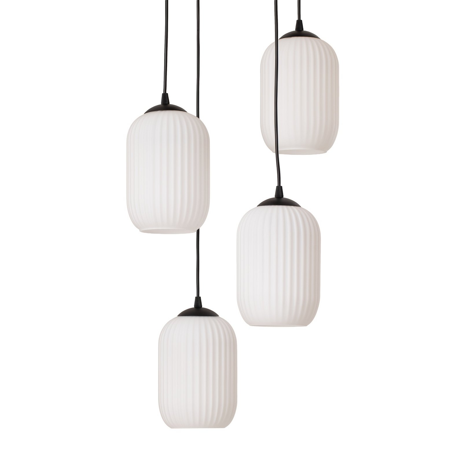 Verdi hanglamp, Ø 30 cm, zwart/opaal, staal/glas, 4-lamps. Verdi hanglamp, Ø 30 cm, zwart/opaal, staal/glas, 4-lamps.