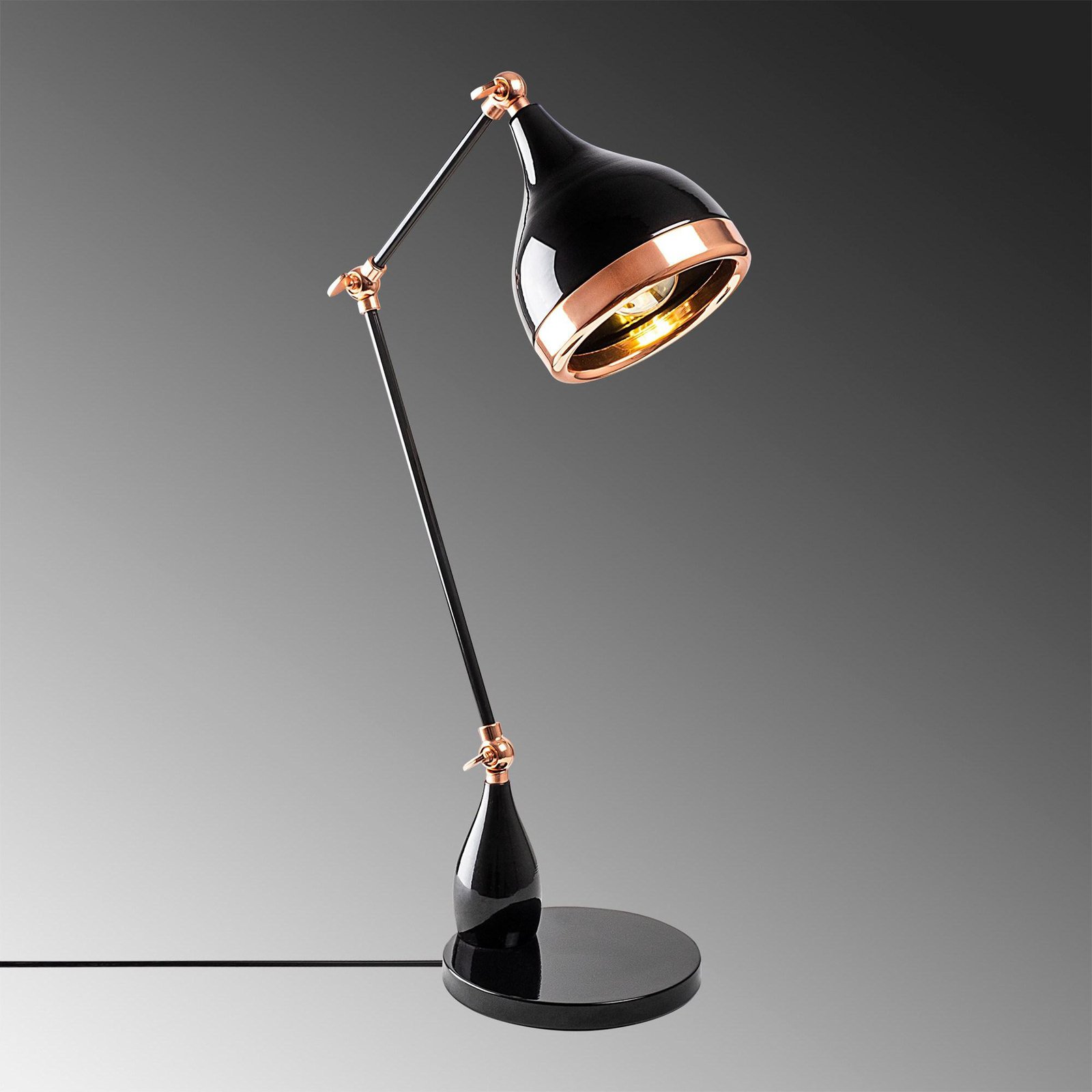 Yildo 7015 table lamp, black/copper, metal, height 50 cm