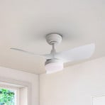 LED stropni ventilator Tropic, bel, Ø 76 cm, tih, CCT