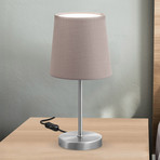 Stolní lampa Kaneo, taupe, výška 30,8 cm, kov, textil, E14