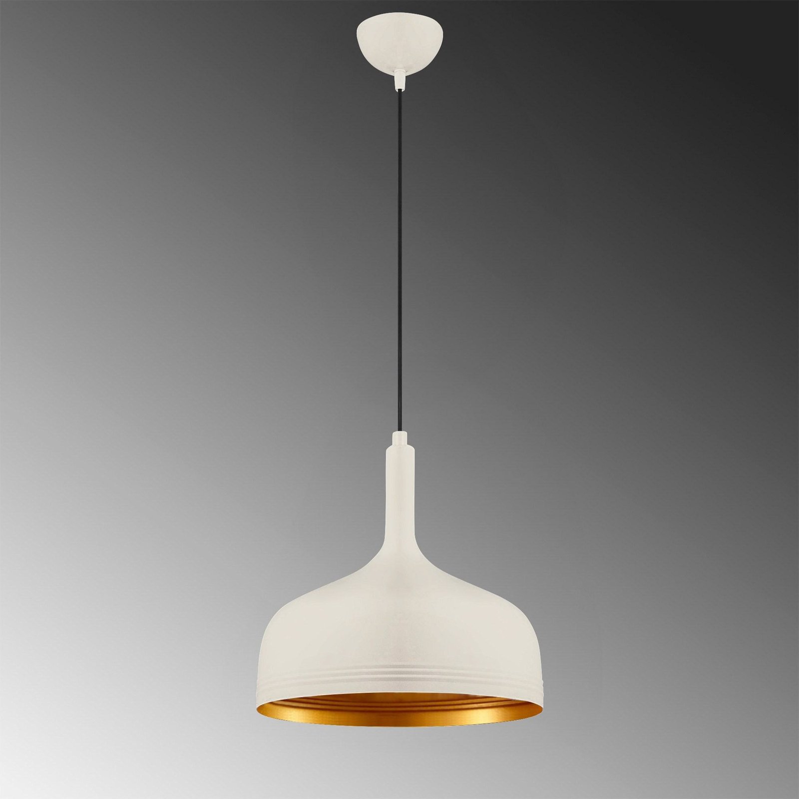 Berceste 187-S hanglamp, wit/goud, metaal, Ø 30 cm