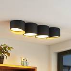 Lindby Kianush plafondlamp 4-lamps lang zwart