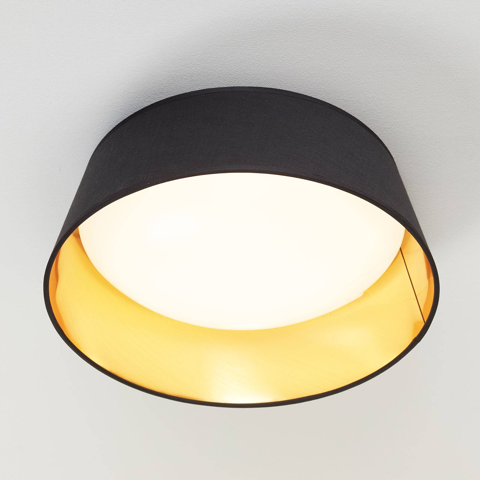 Czarno-złota, tekstylna lampa sufitowa Ponts z LED