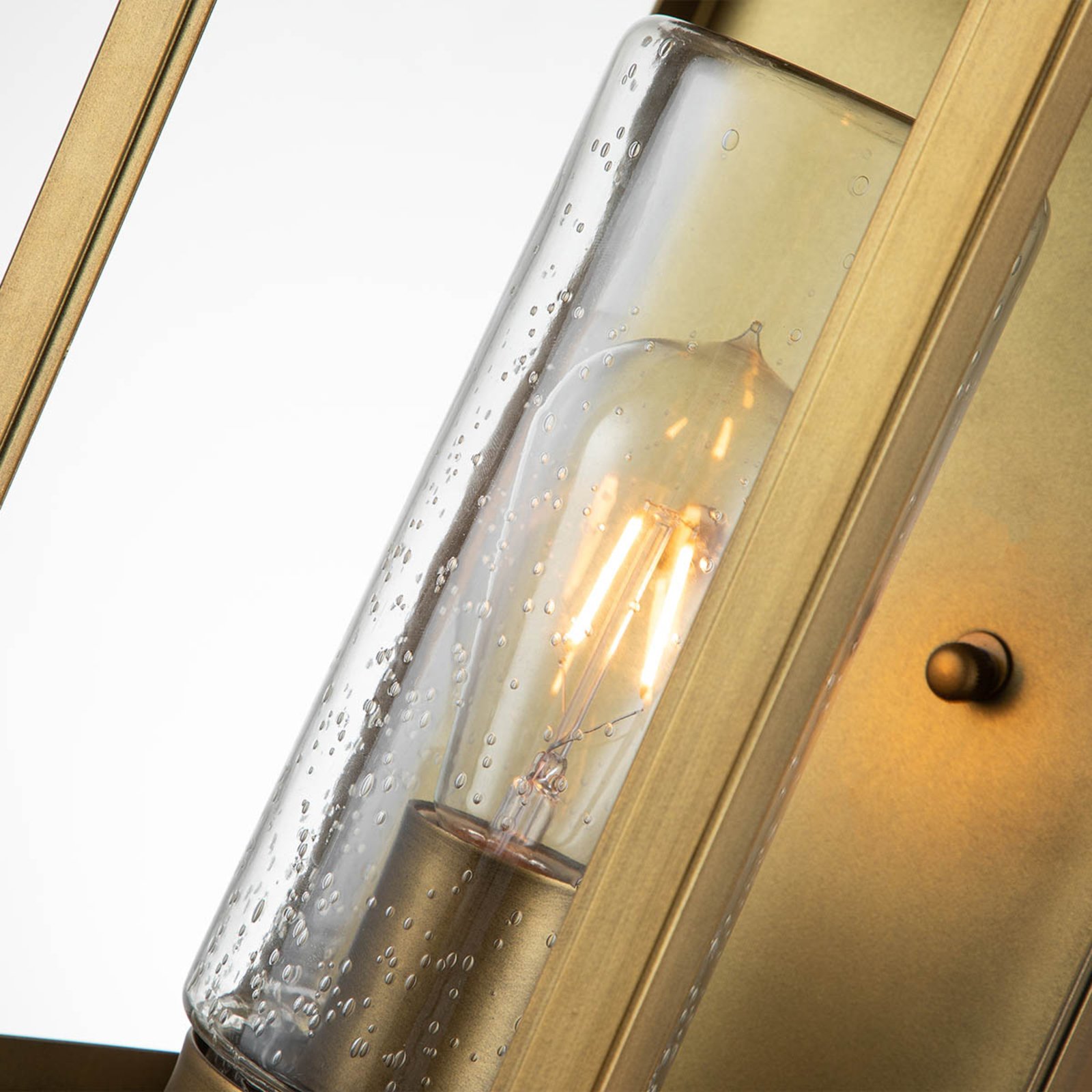 Atwater outdoor wall light, lantern, brass 44.5cm