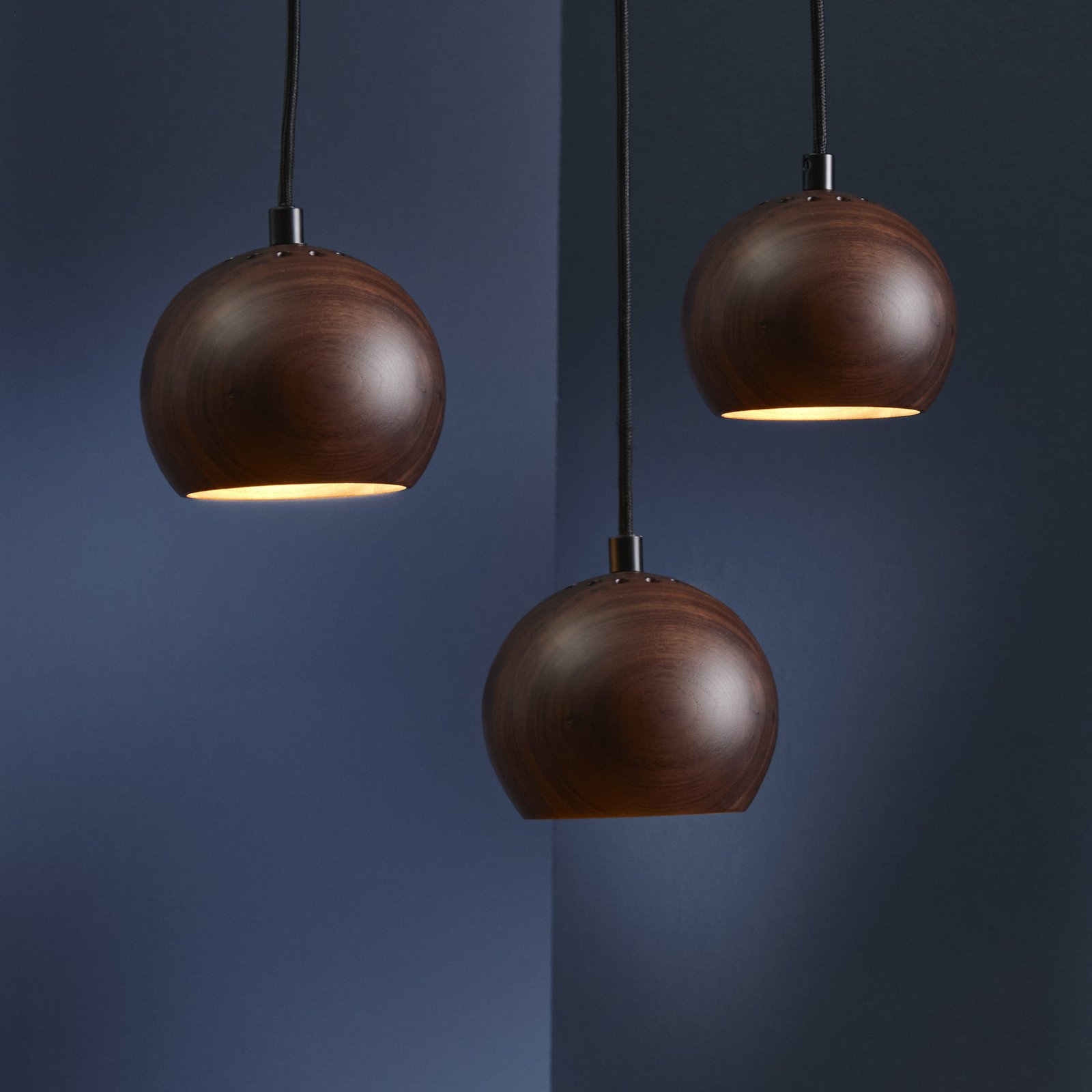 FRANDSEN pendant light Ball, walnut, Ø 12 cm, wood