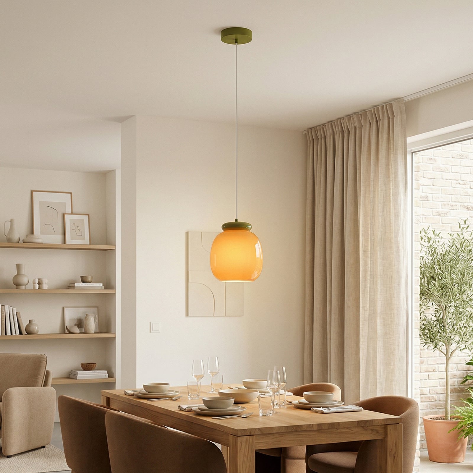 Suspension Berardelli, orange/vert, Ø 23 cm, verre, E27 Suspension Berardelli, orange/vert, Ø 23 cm, verre, E27