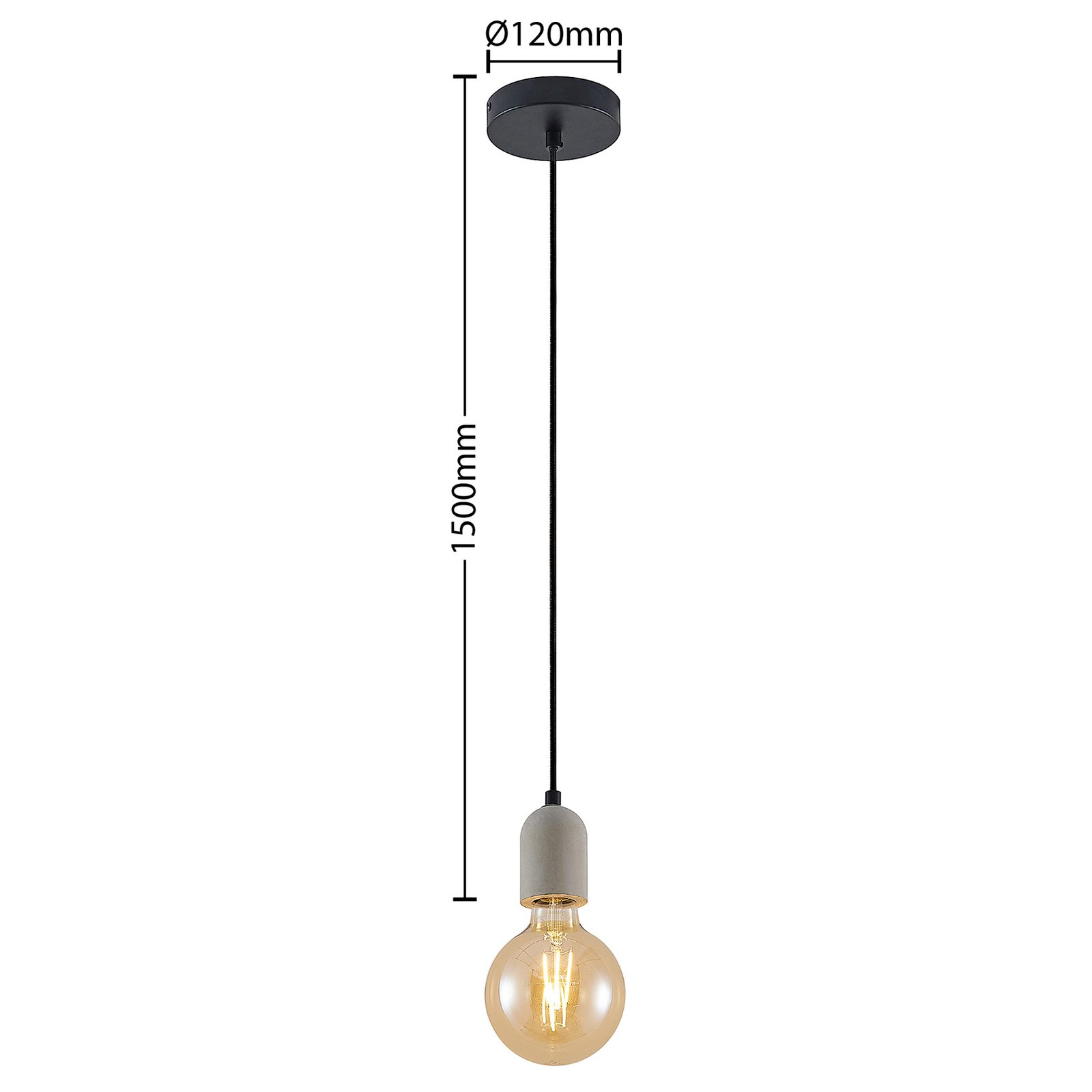 Lindby Archita függő lámpa, szürke, fekete