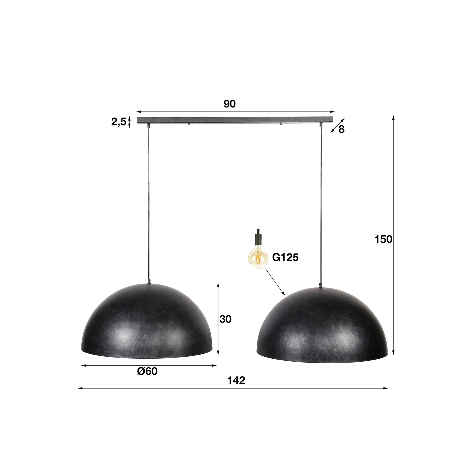 Hanglamp Akardien, 2-lamps