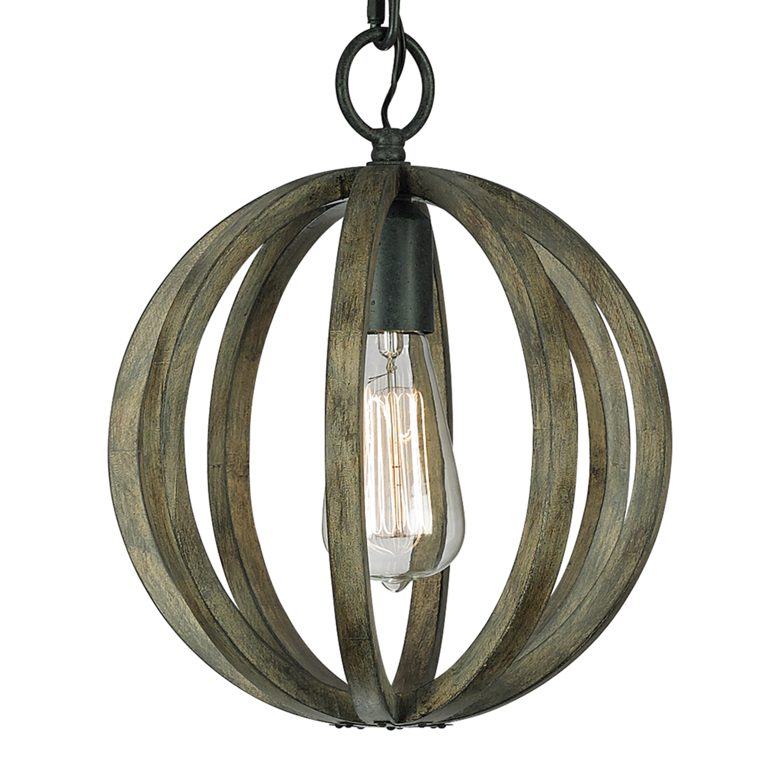 FEISS Wonderful wooden hanging lamp Allier, 25.4 cm, for Living / Dining Room, metal, wood, E27, 60 W, energy efficiency: A++, H: 31.8 cm