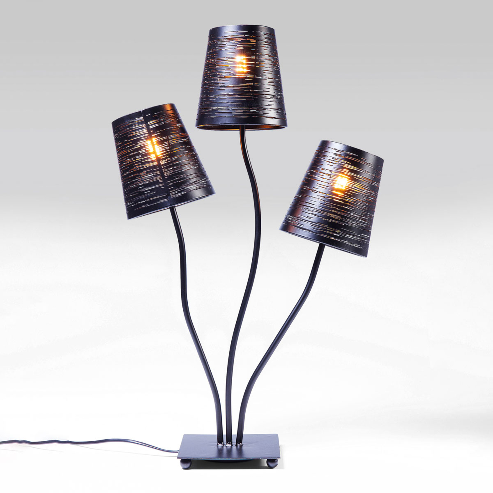 Kare KARE Flexible Black Tre table lamp, for Living / Dining Room, steel, E14, 40 W, energy efficiency: A++, W: 40 cm, H: 67 cm