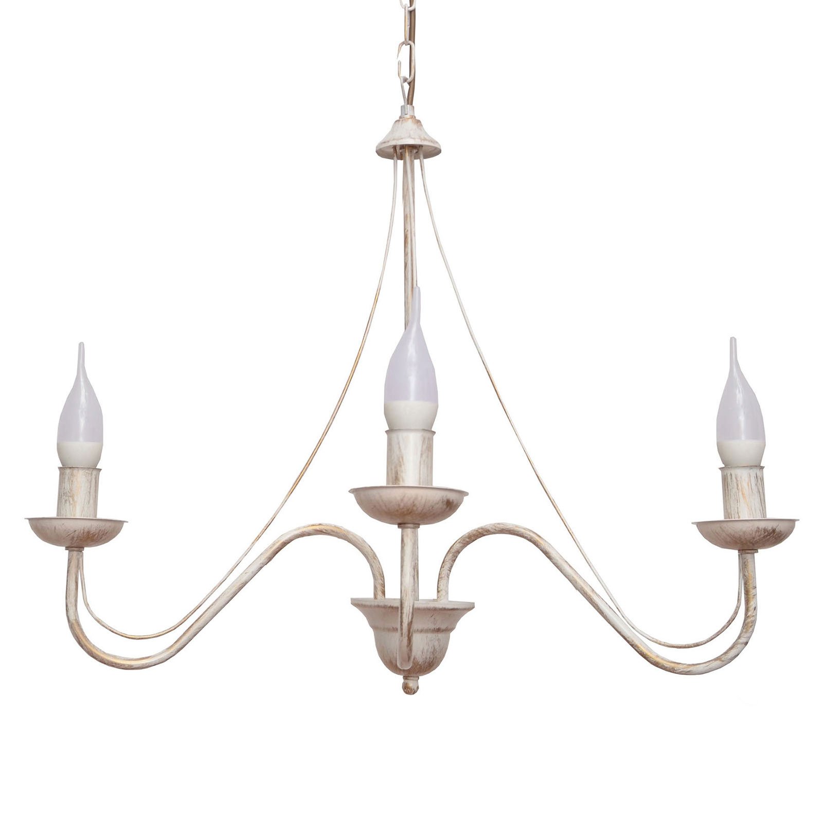 HELam Malbo chandelier, 3-bulb in white, for Living / Dining Room, iron, E14, 60 W, energy efficiency: A++