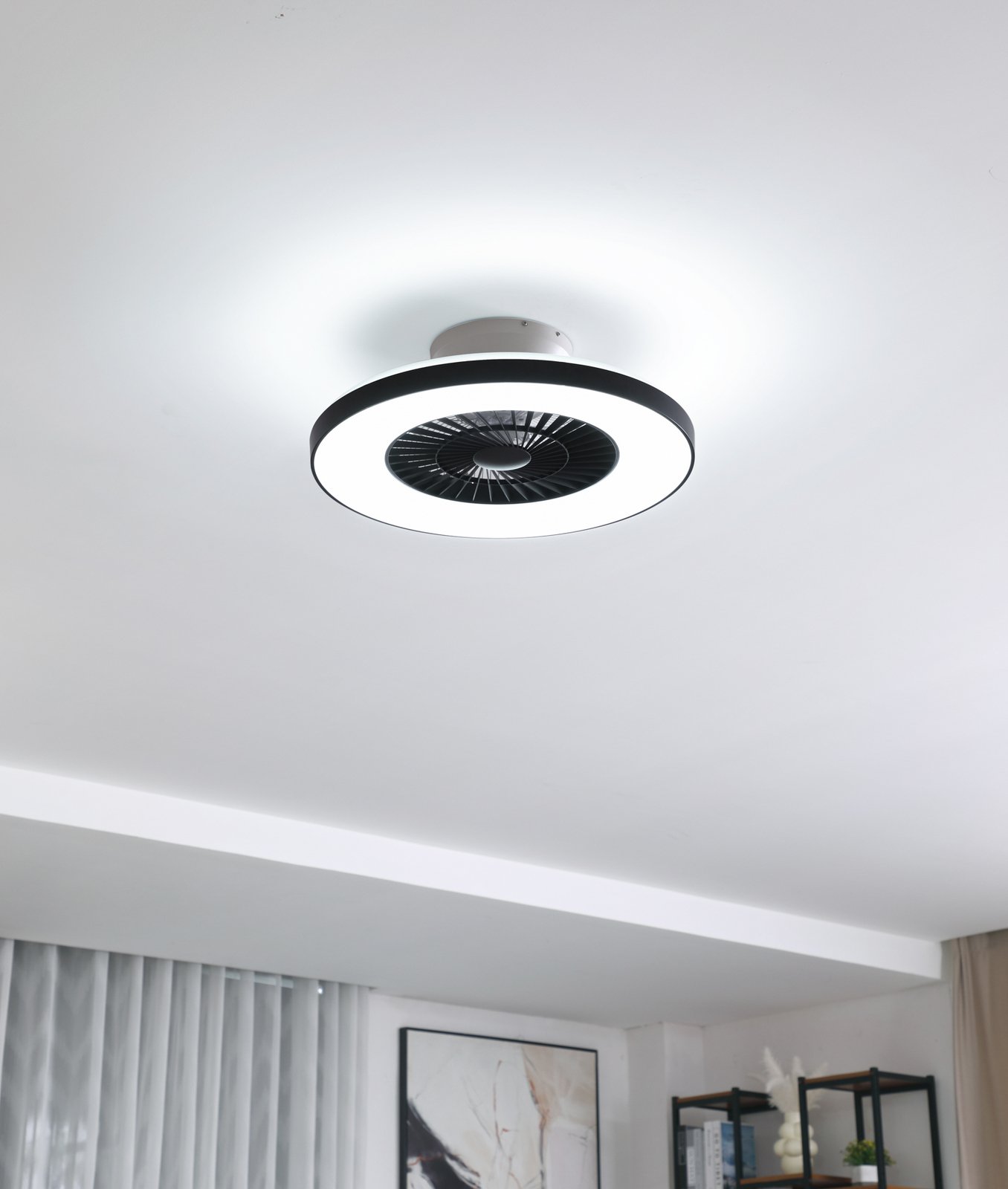 Lindby Smart LED ανεμιστήρας οροφής Paavo, μαύρος, αθόρυβος,Tuya