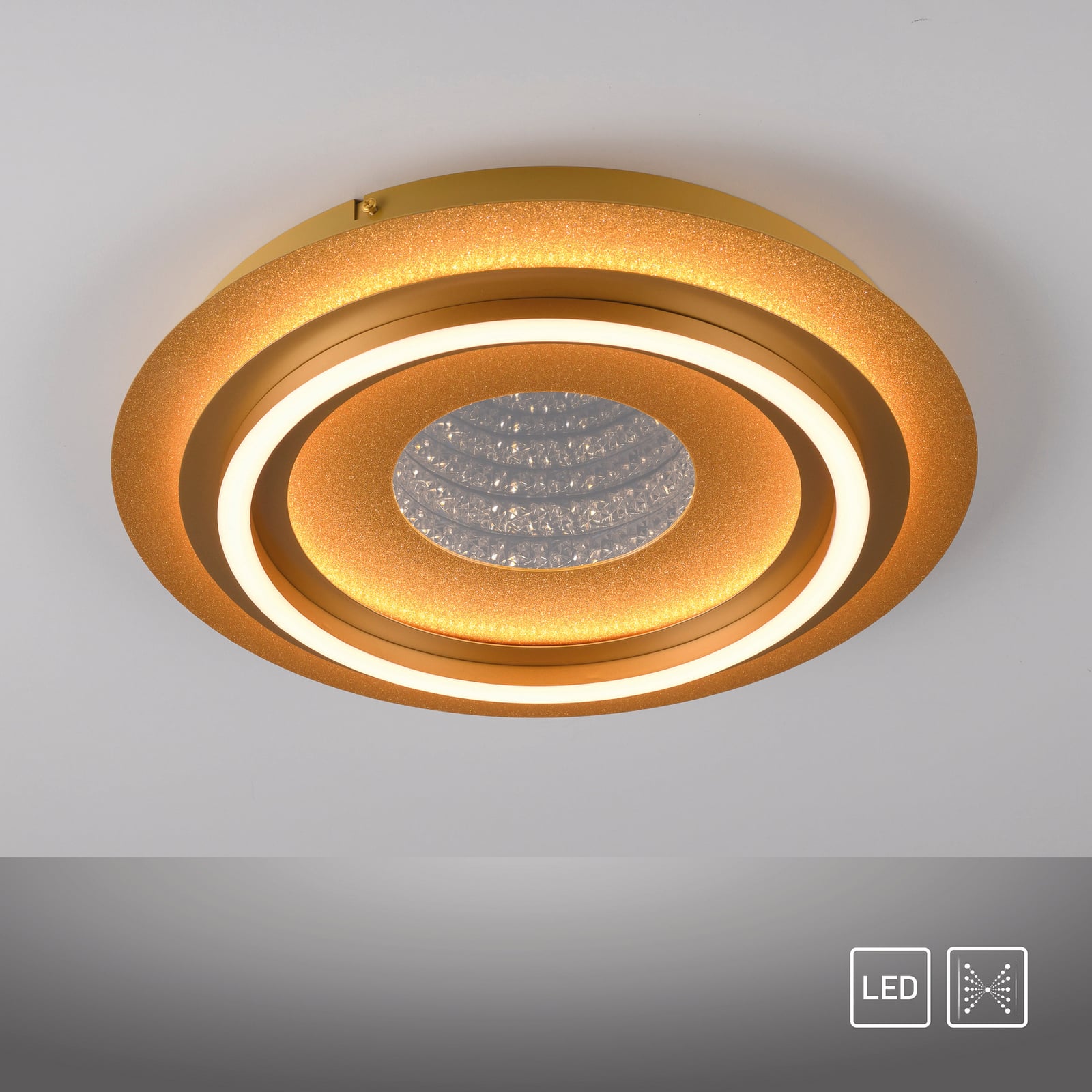 LED-loftlampe Cichio, mat guldfarvet, jern, 3.000 K