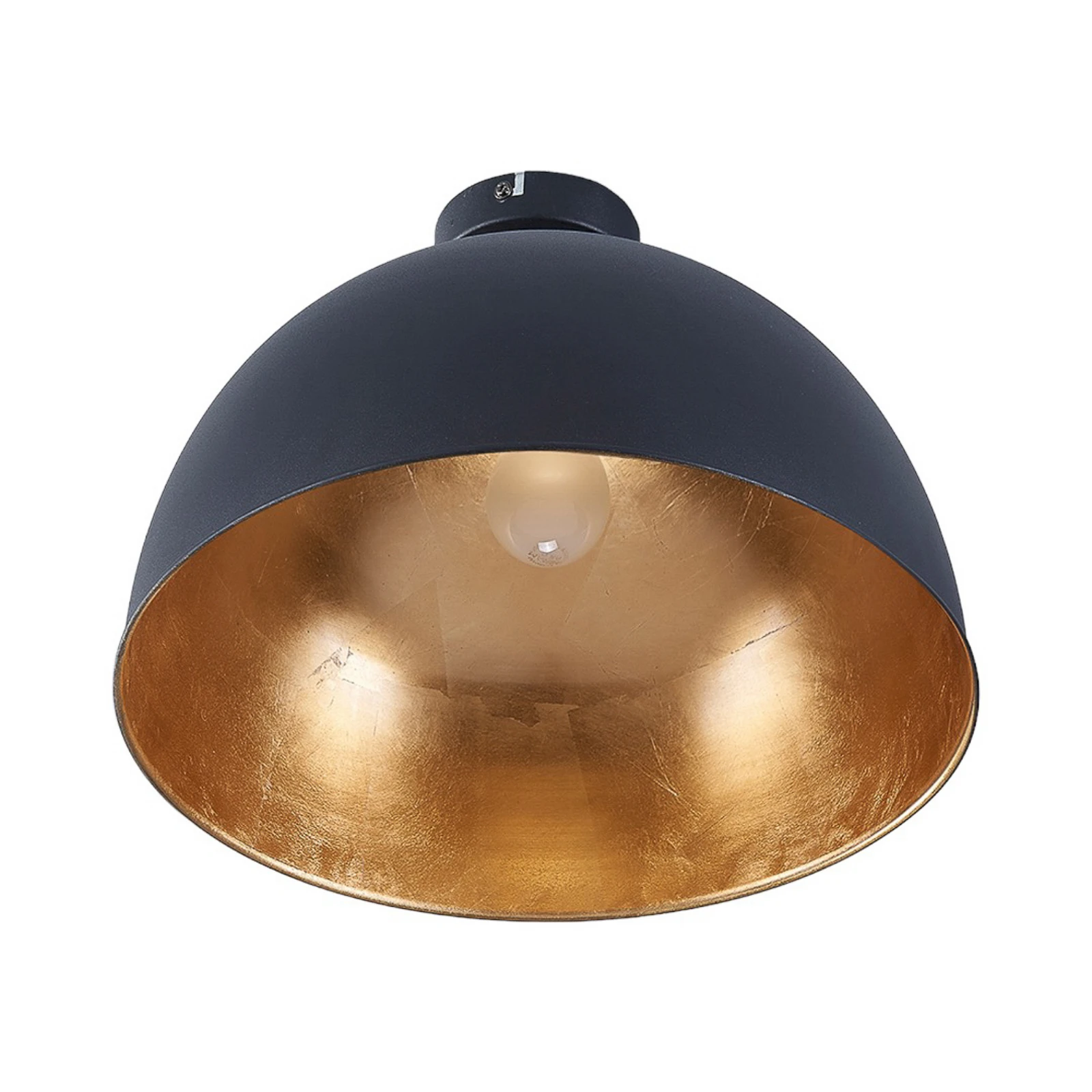 Lindby plafonnier Lya, Ø 40 cm, noir-or, métal