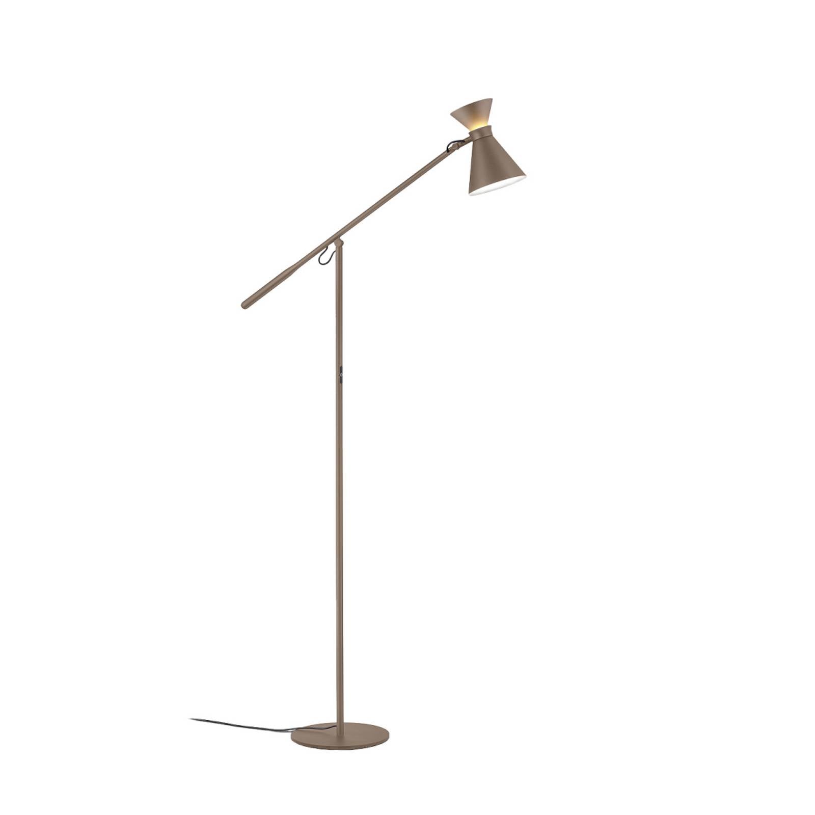 Helestra LED-Stehlampe LUK, braun, dim., höhenverstellbar