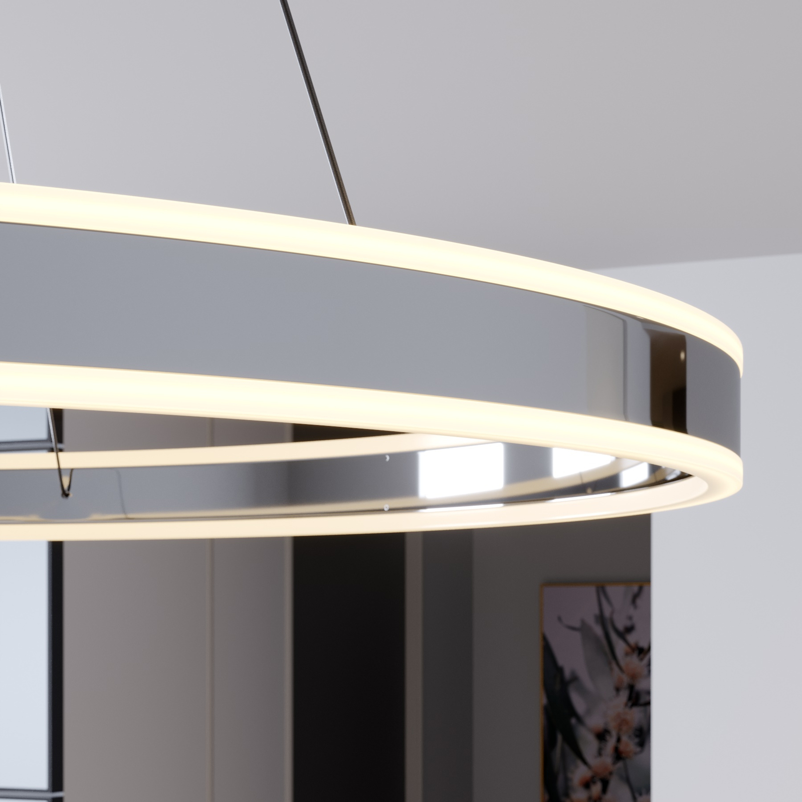 Suspension LED Lyani en chromé, dimmable, 80 cm