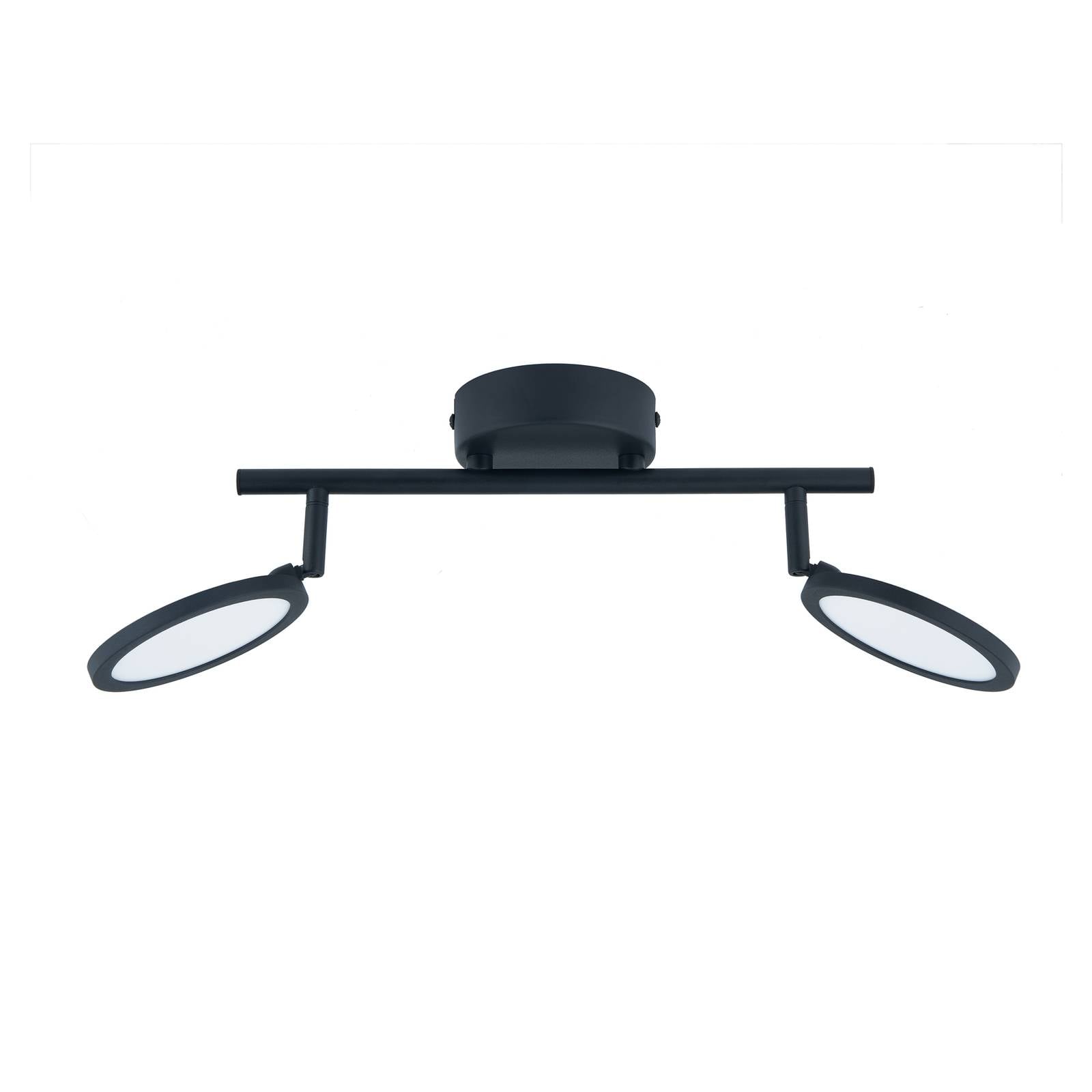 Lindby LED-Spot Manel, schwarz, Eisen, 35 cm lang, 2-flg.