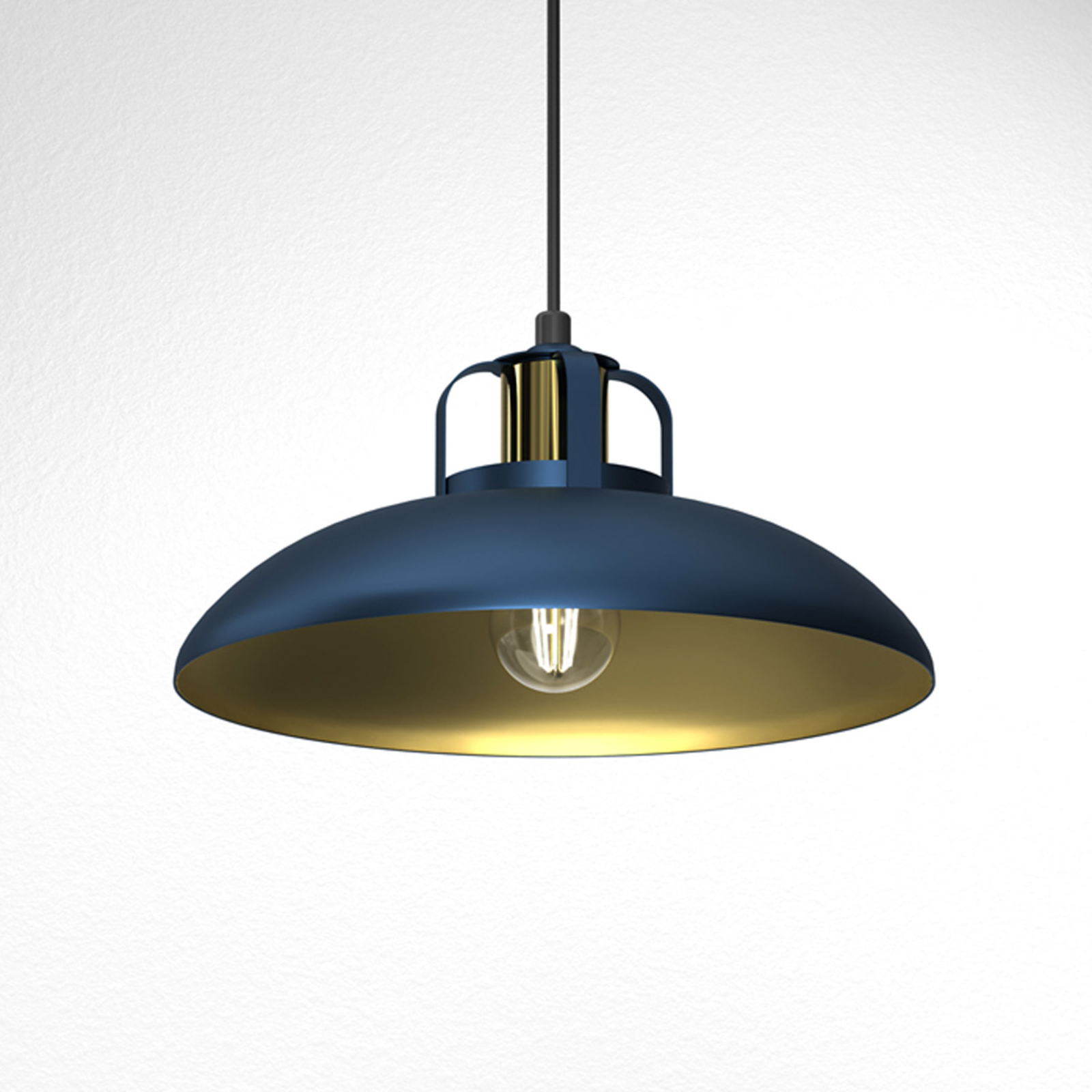 Felix hanging light, blue/gold, 1-bulb