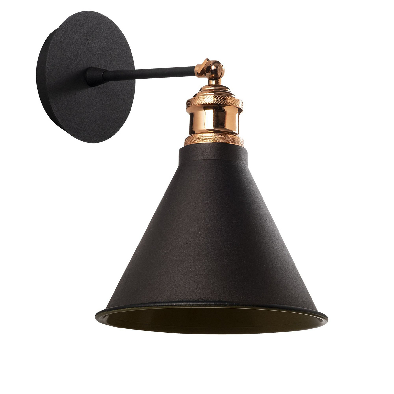 Wandlamp Berceste, zwart/goud, metaal, hoogte 29 cm