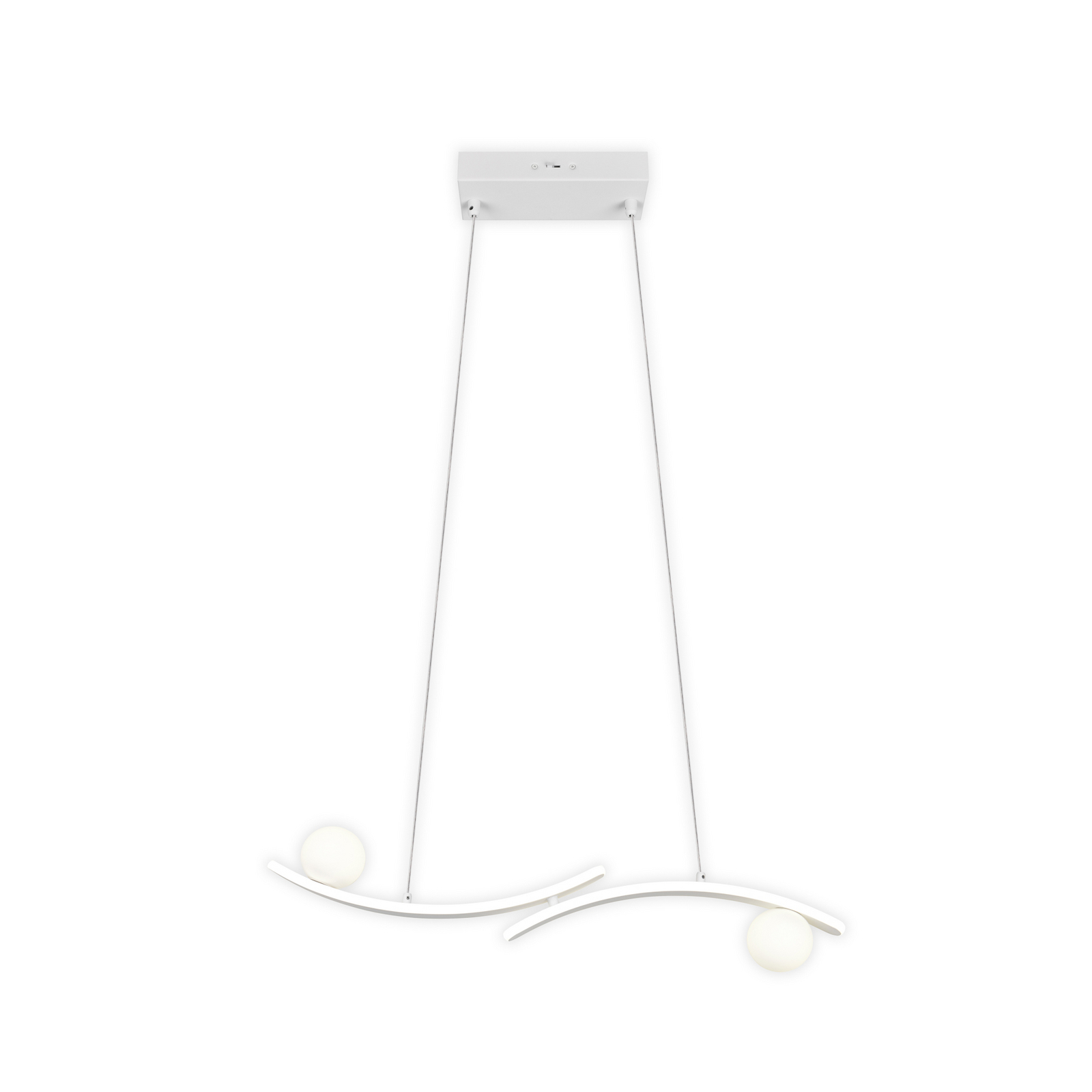Lampă suspendată LED Napoli, alb mat, lungime 82 cm, metal, CCT
