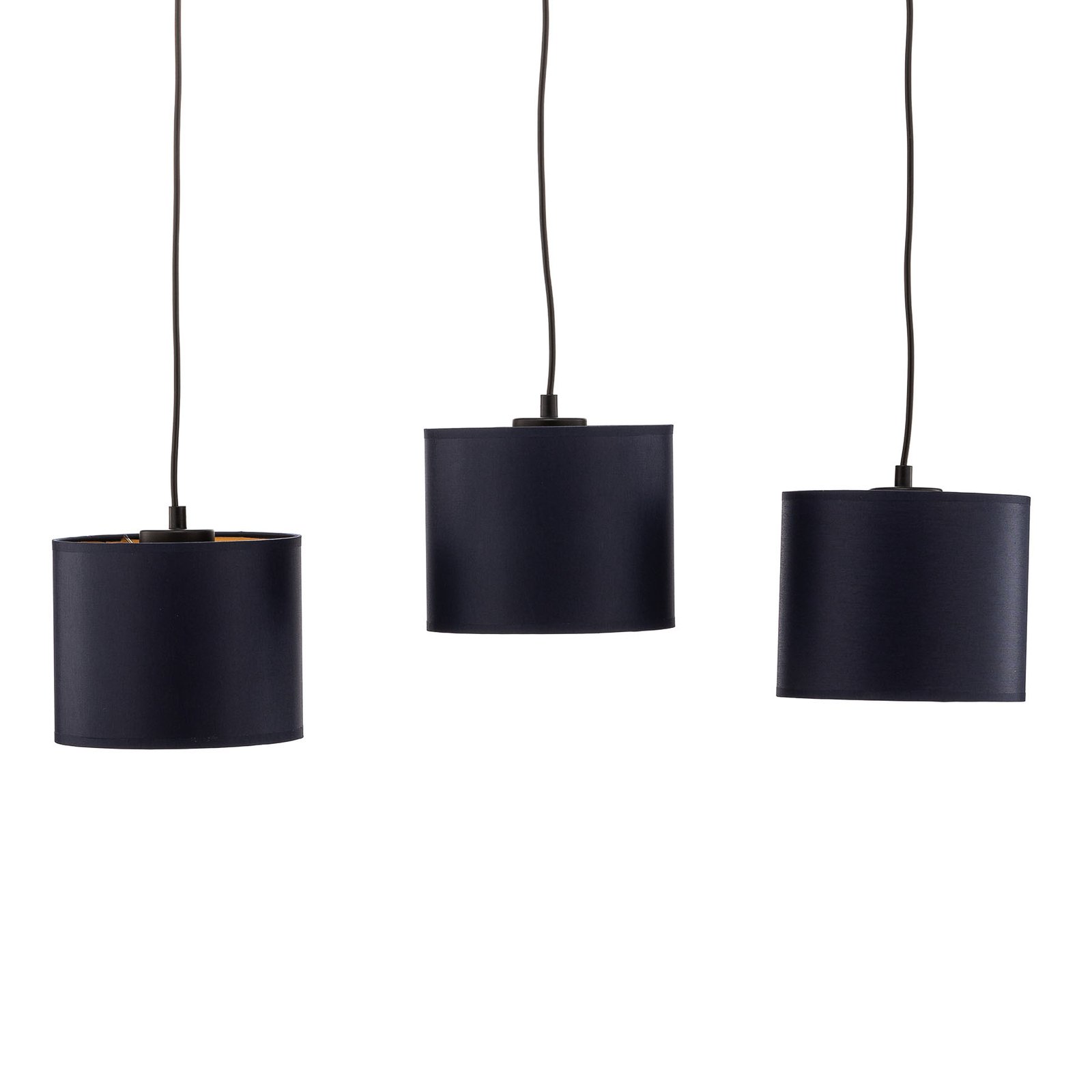 Suspension Soho cylindre, longue 3 lampes bleue/or